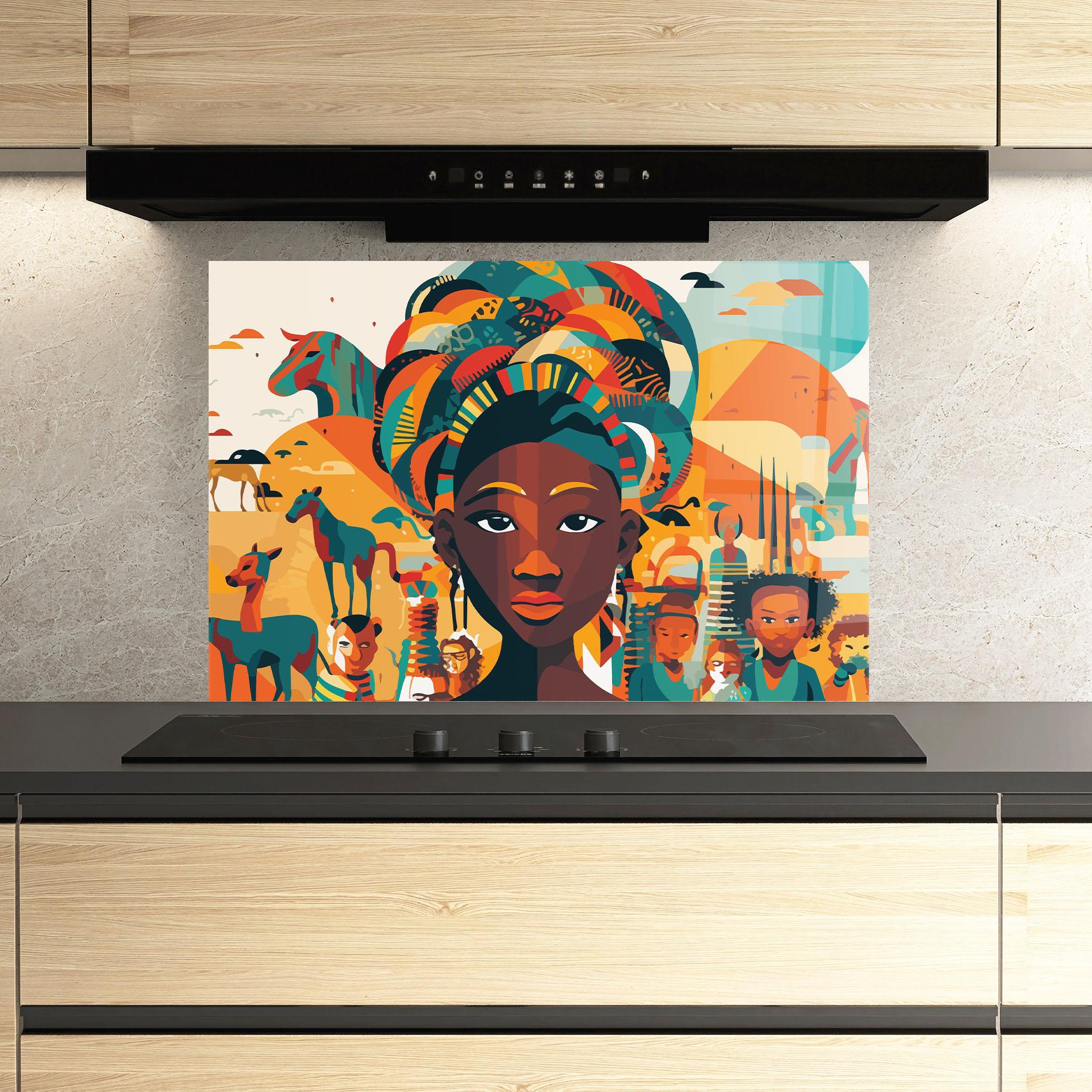 Panou Sticla Bucatarie Child Africa Art mockup 3