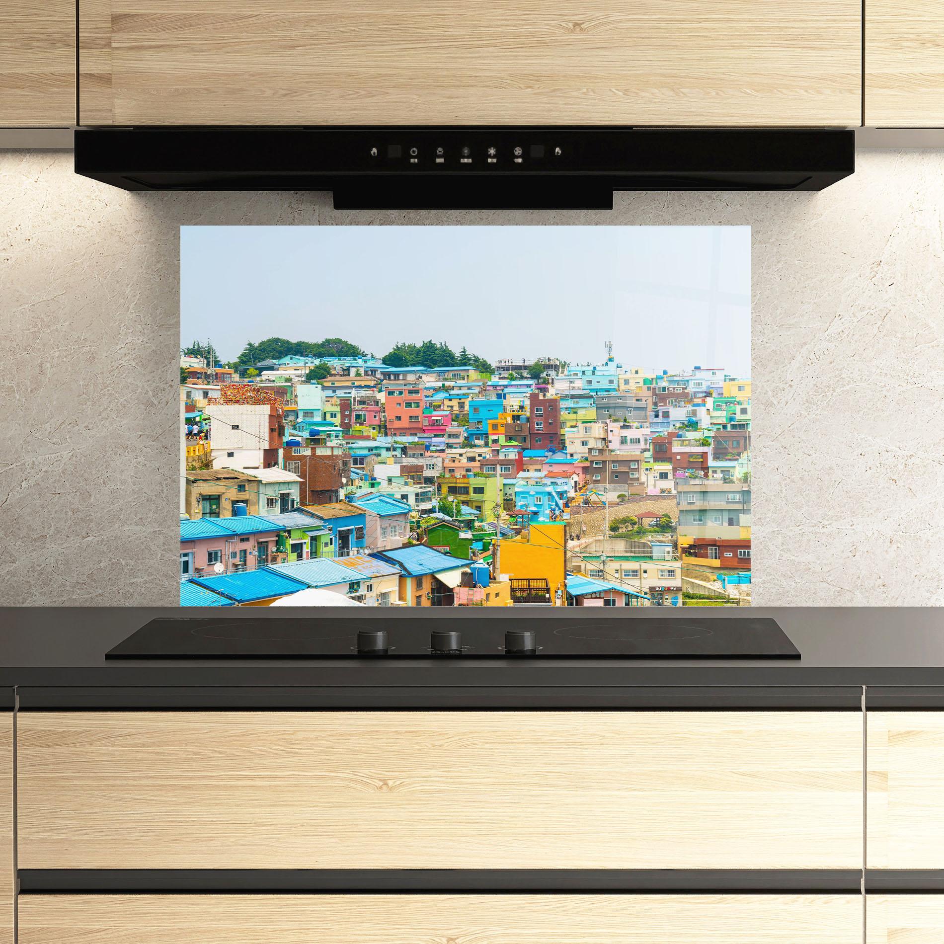 Panou Sticla Bucatarie Gamcheon Culture mockup 3