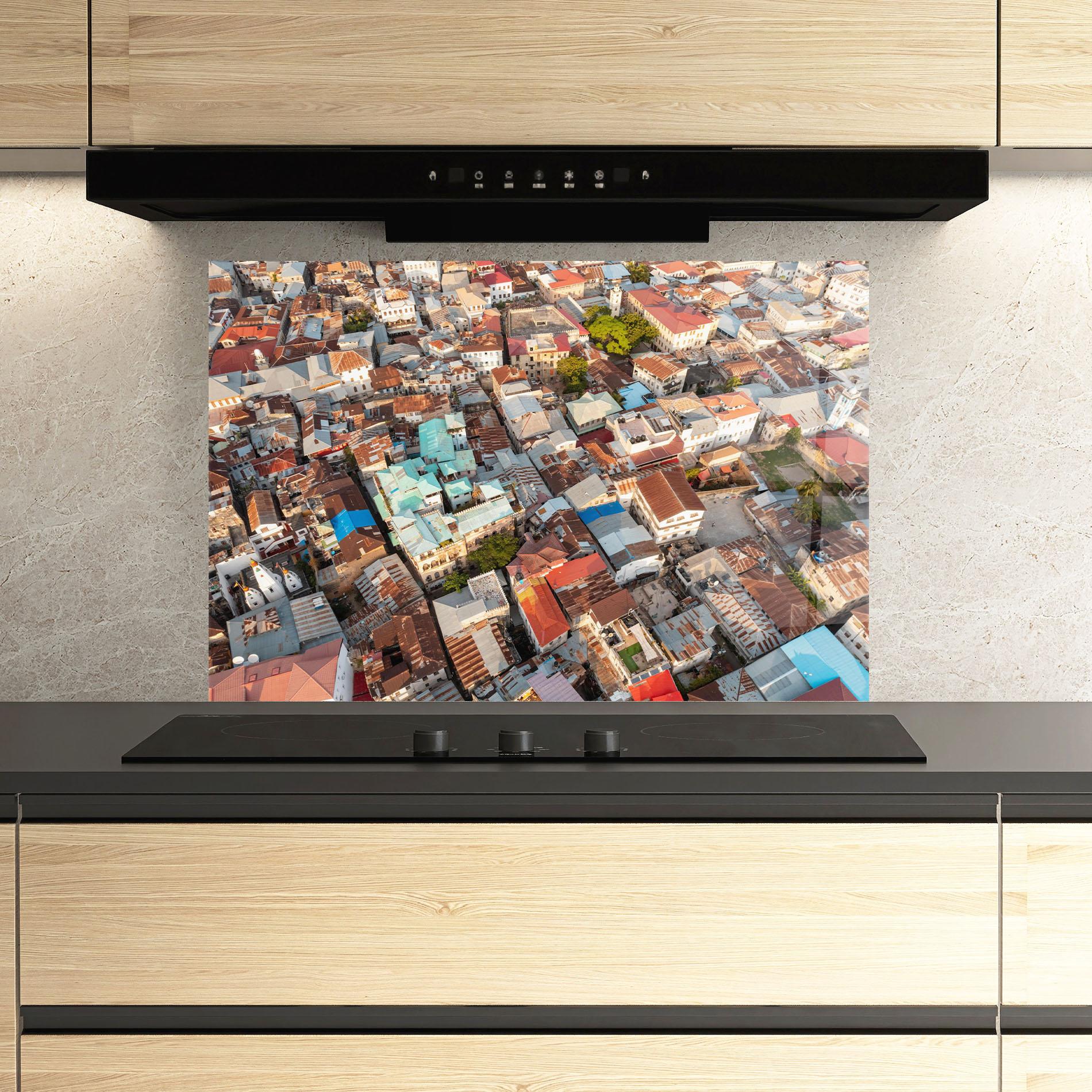 Panou Sticla Bucatarie Island Tanzania Buildings mockup 3