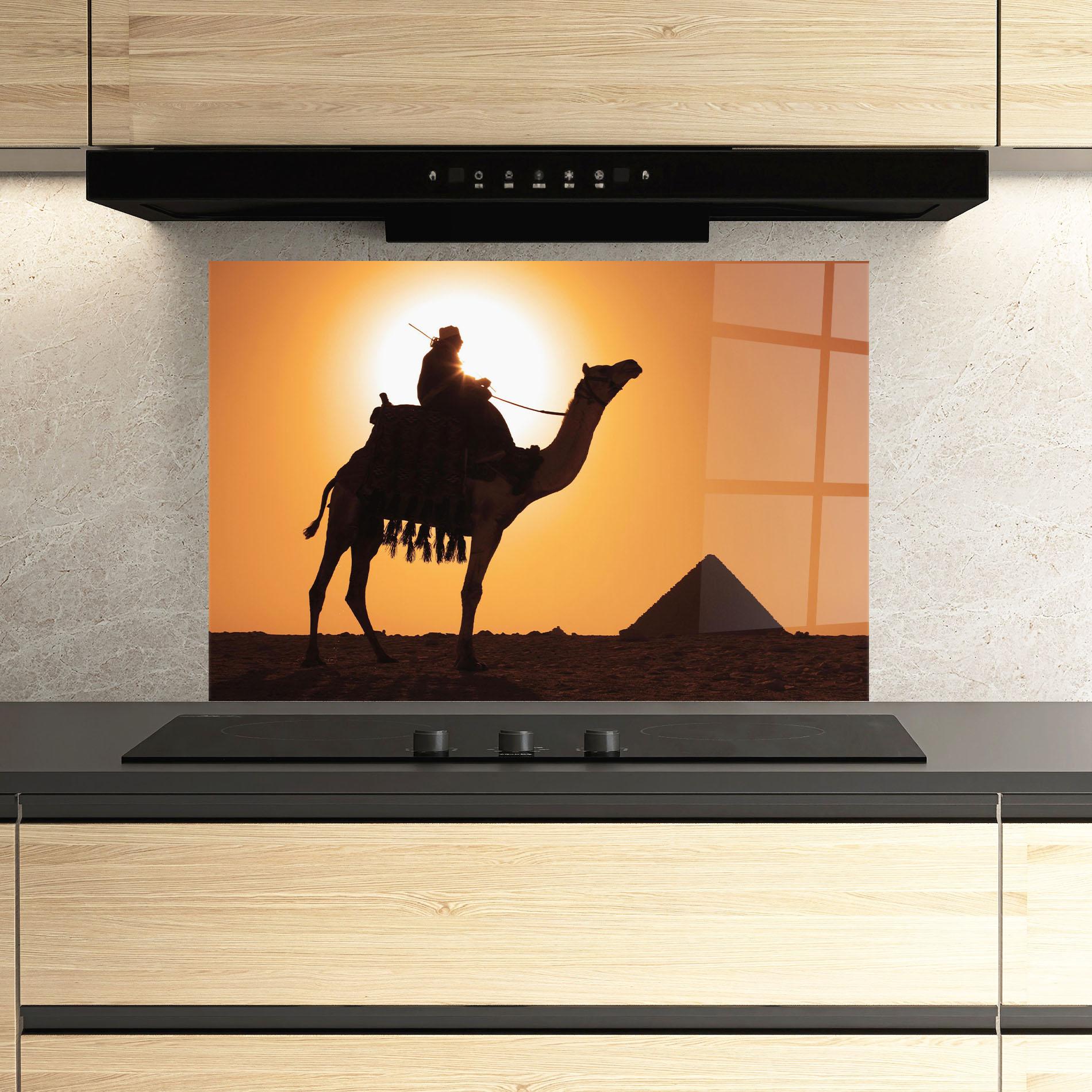 Panou Sticla Bucatarie Pyramids Sunset mockup 3