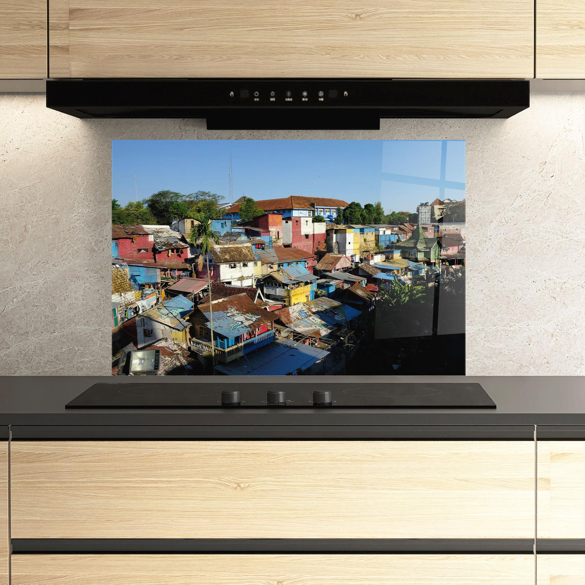 Panou Sticla Bucatarie Slum Building mockup 3