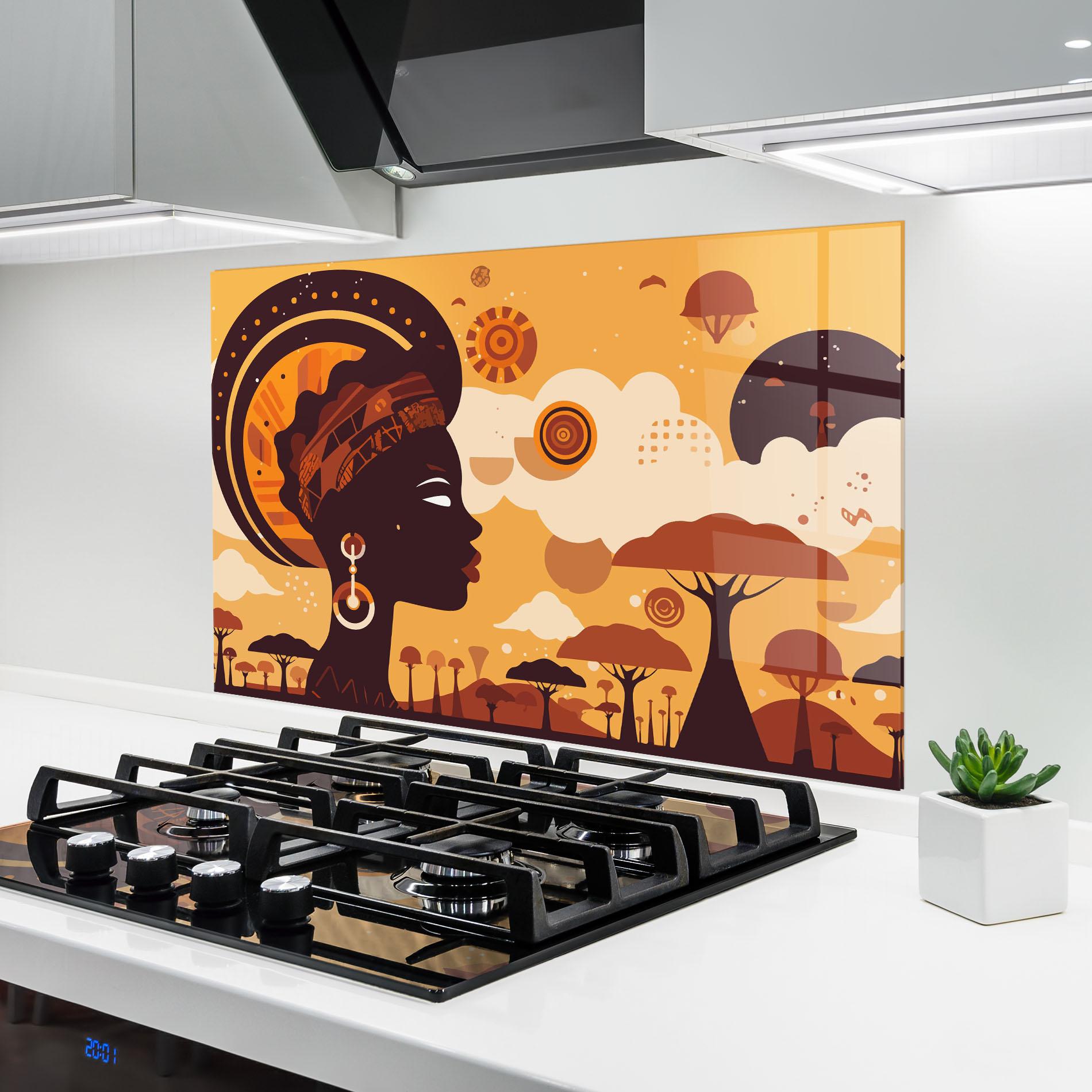 Panou Sticla Bucatarie African Art mockup 6
