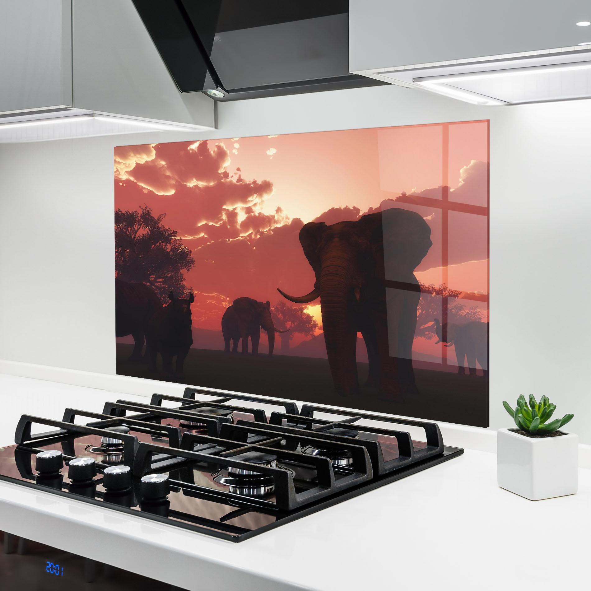 Panou Sticla Bucatarie African Elephant View mockup 6