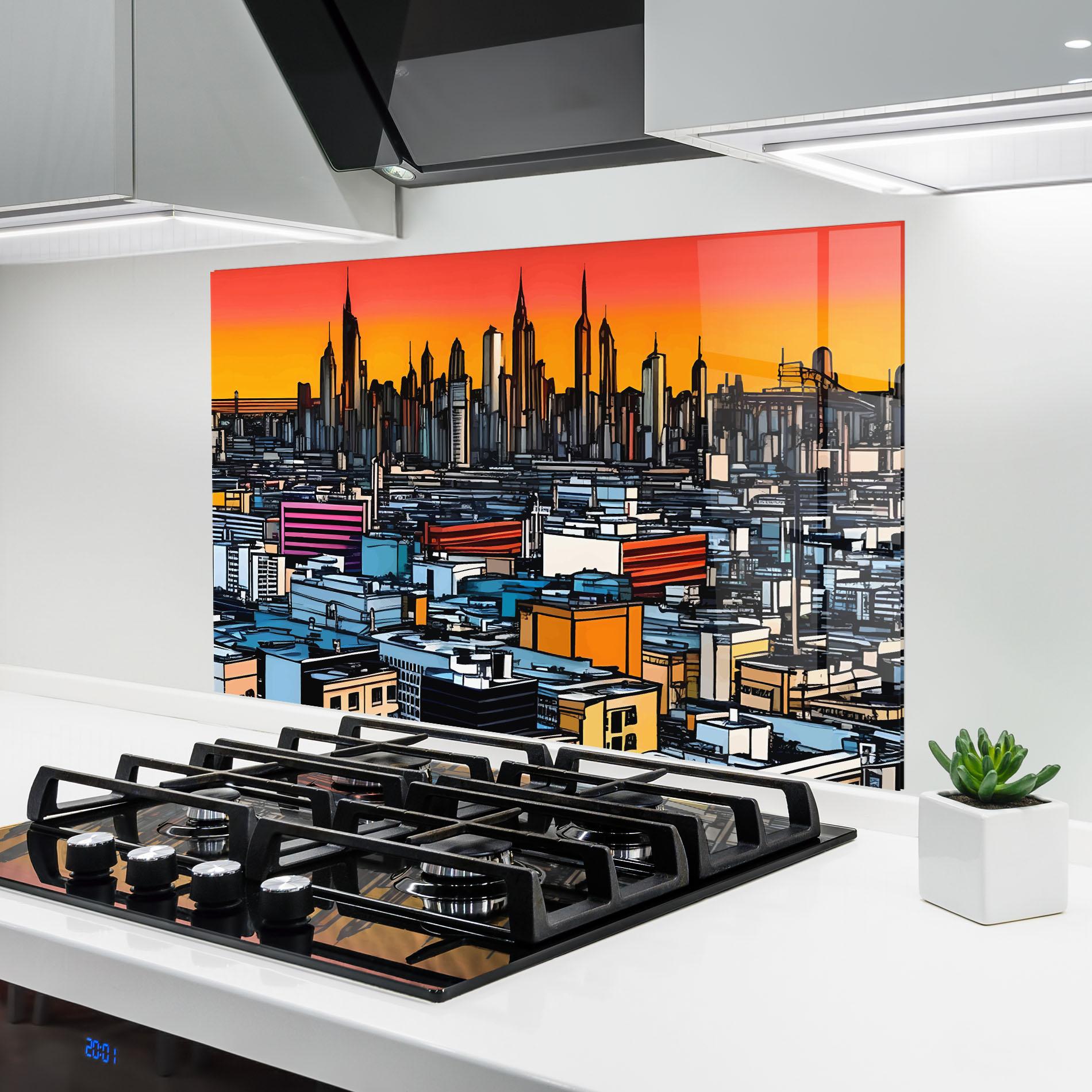 Panou Sticla Bucatarie African Skyline mockup 6