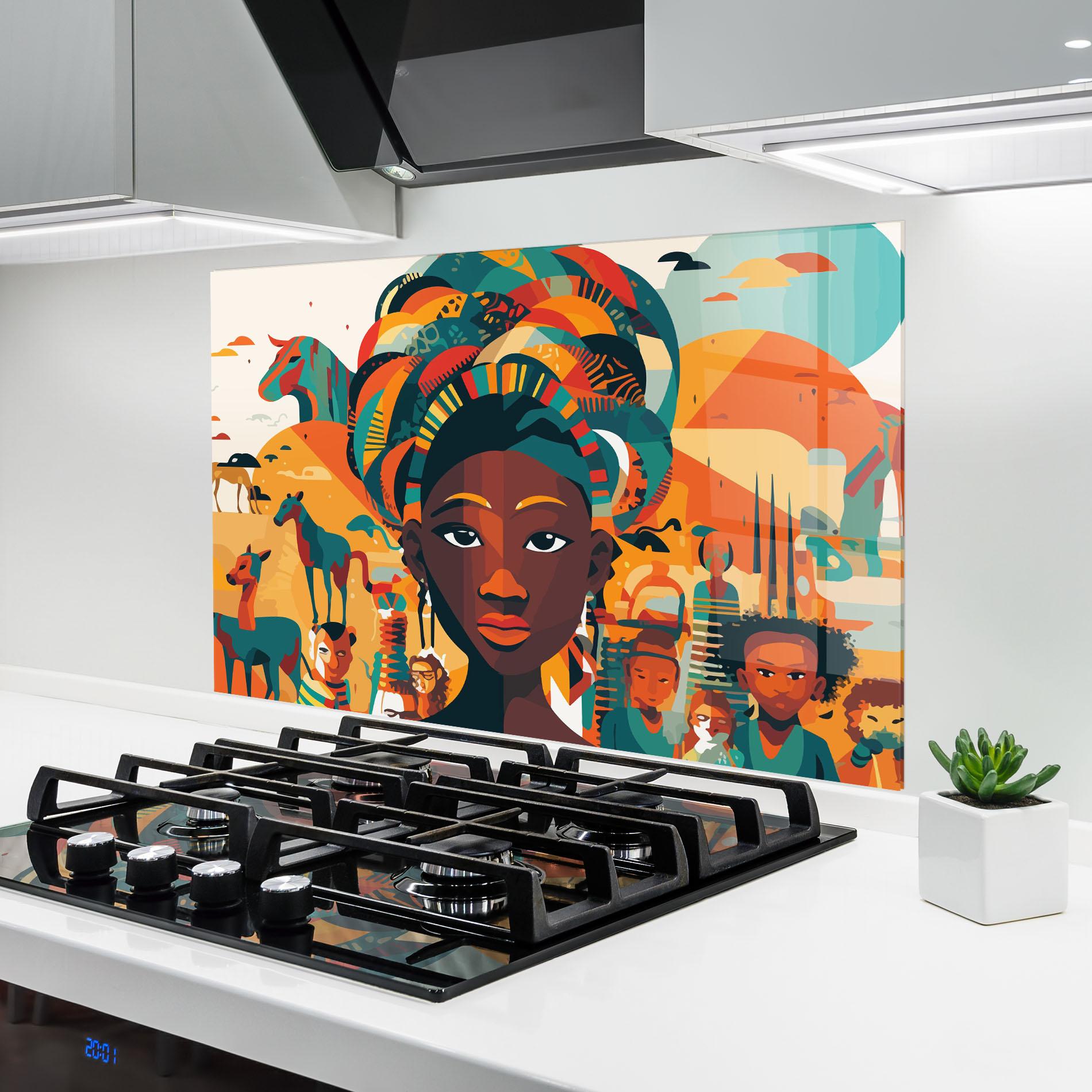 Panou Sticla Bucatarie Child Africa Art mockup 6
