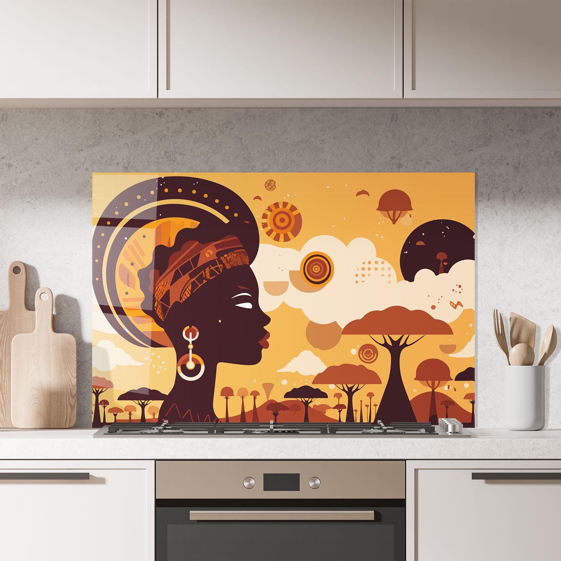 Panou Sticla Bucatarie African Art mockup 7