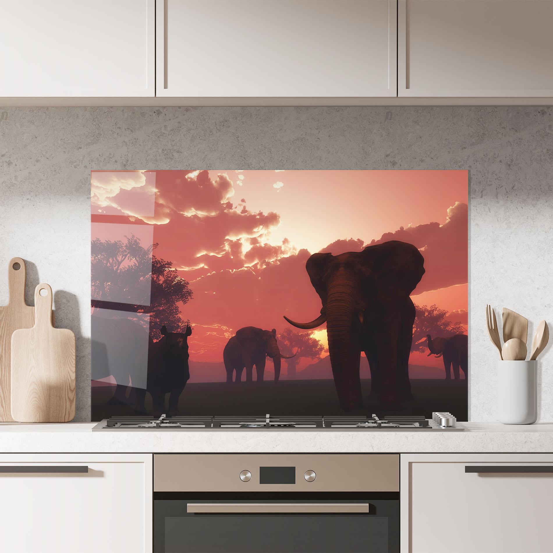 Panou Sticla Bucatarie African Elephant View mockup 7