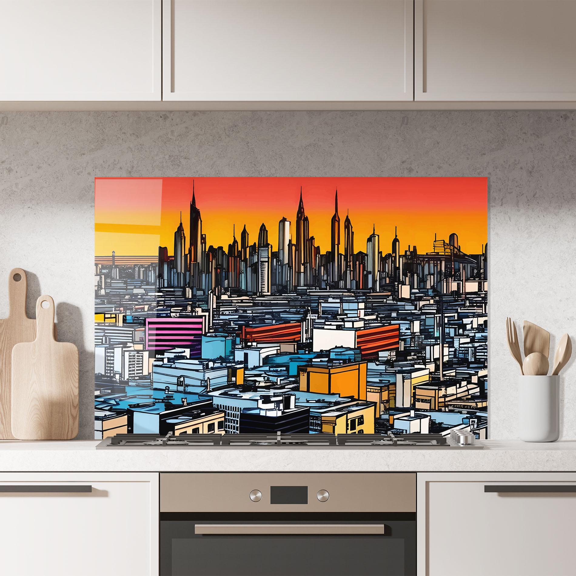 Panou Sticla Bucatarie African Skyline mockup 7