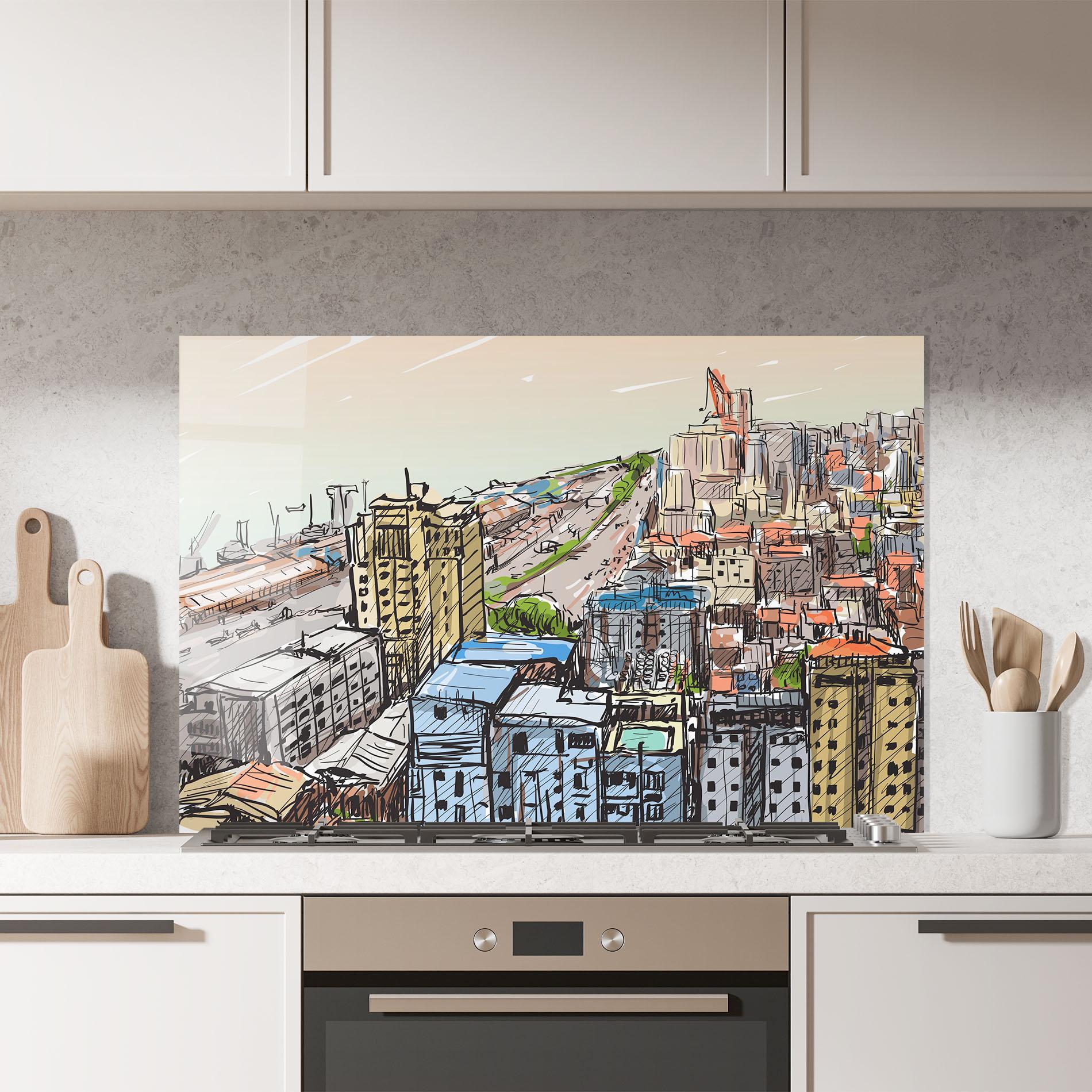 Panou Sticla Bucatarie Big African City mockup 7