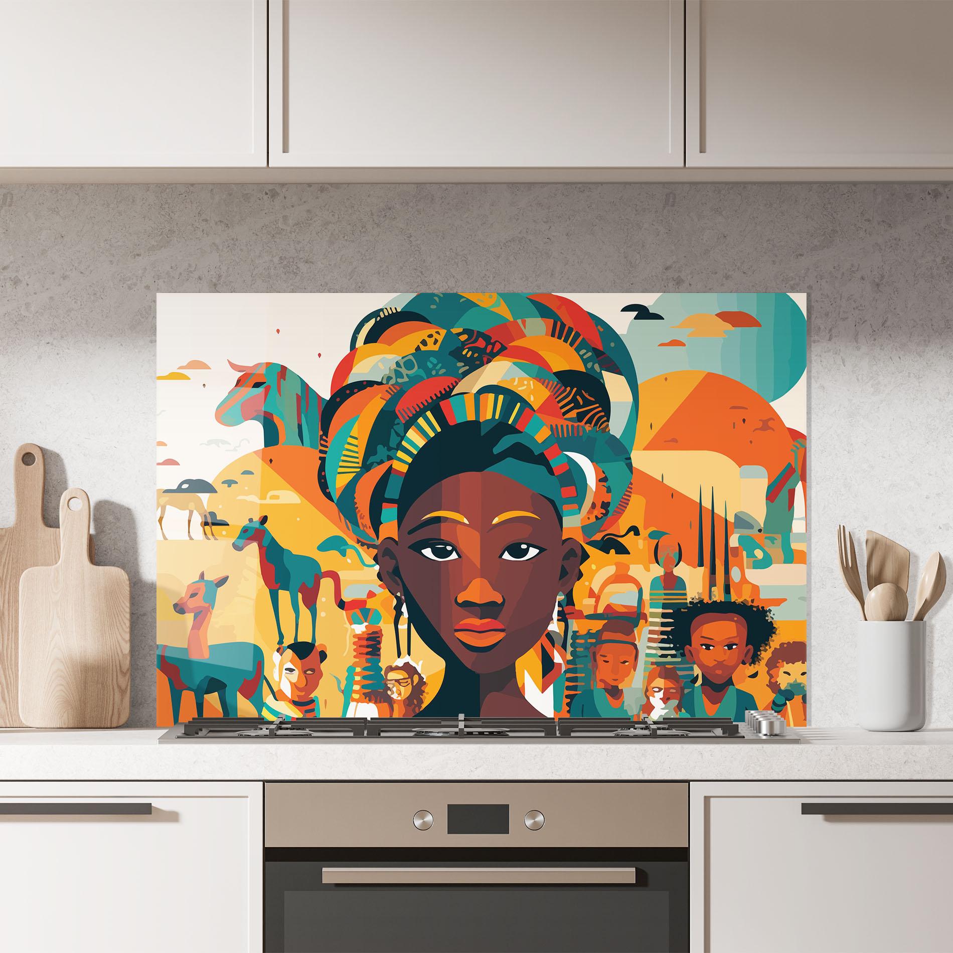 Panou Sticla Bucatarie Child Africa Art mockup 7