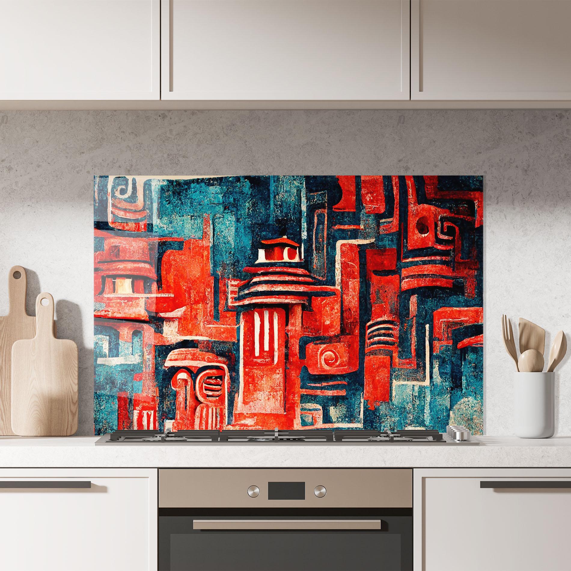 Panou Sticla Bucatarie Decorative Navy Red mockup 7