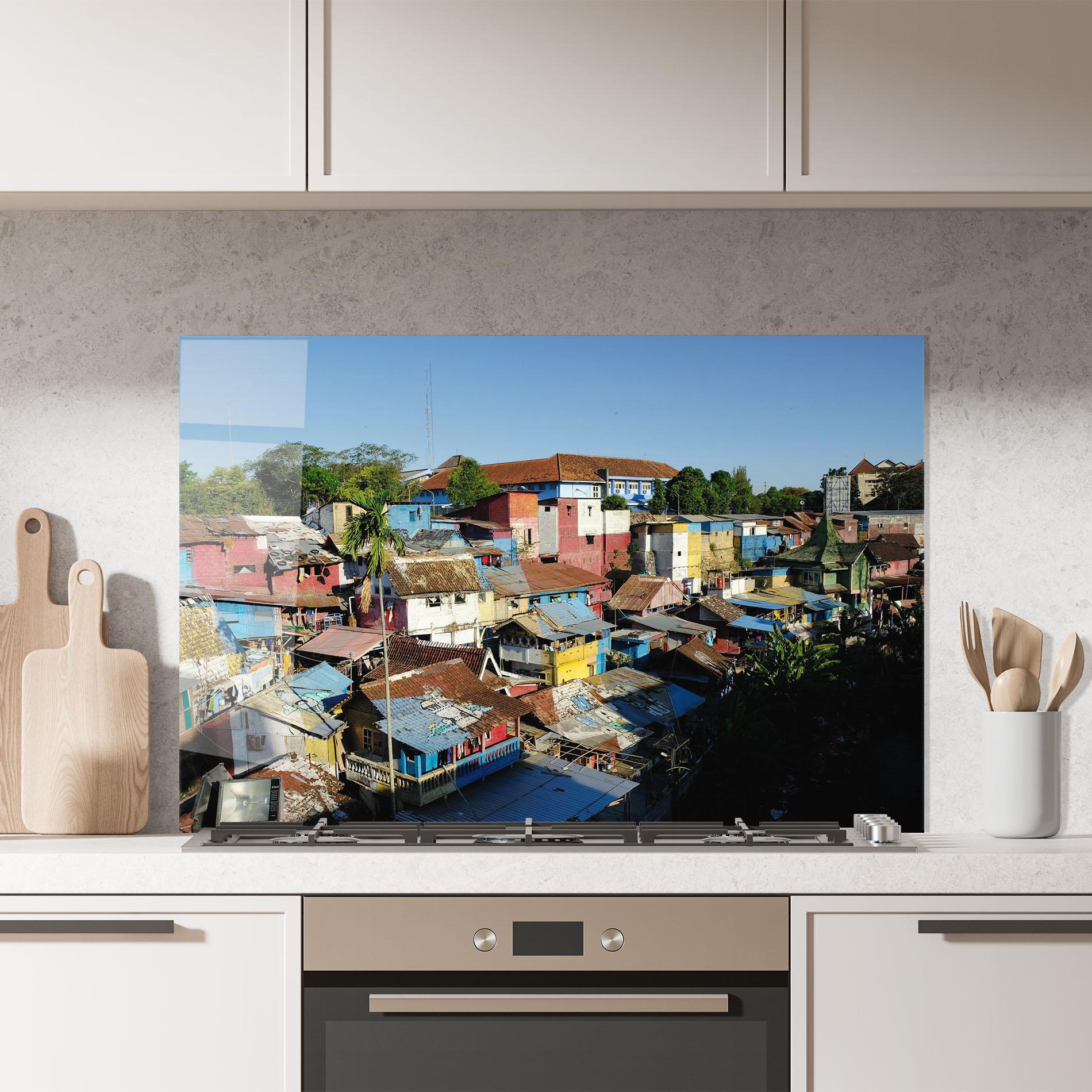 Panou Sticla Bucatarie Slum Building mockup 7