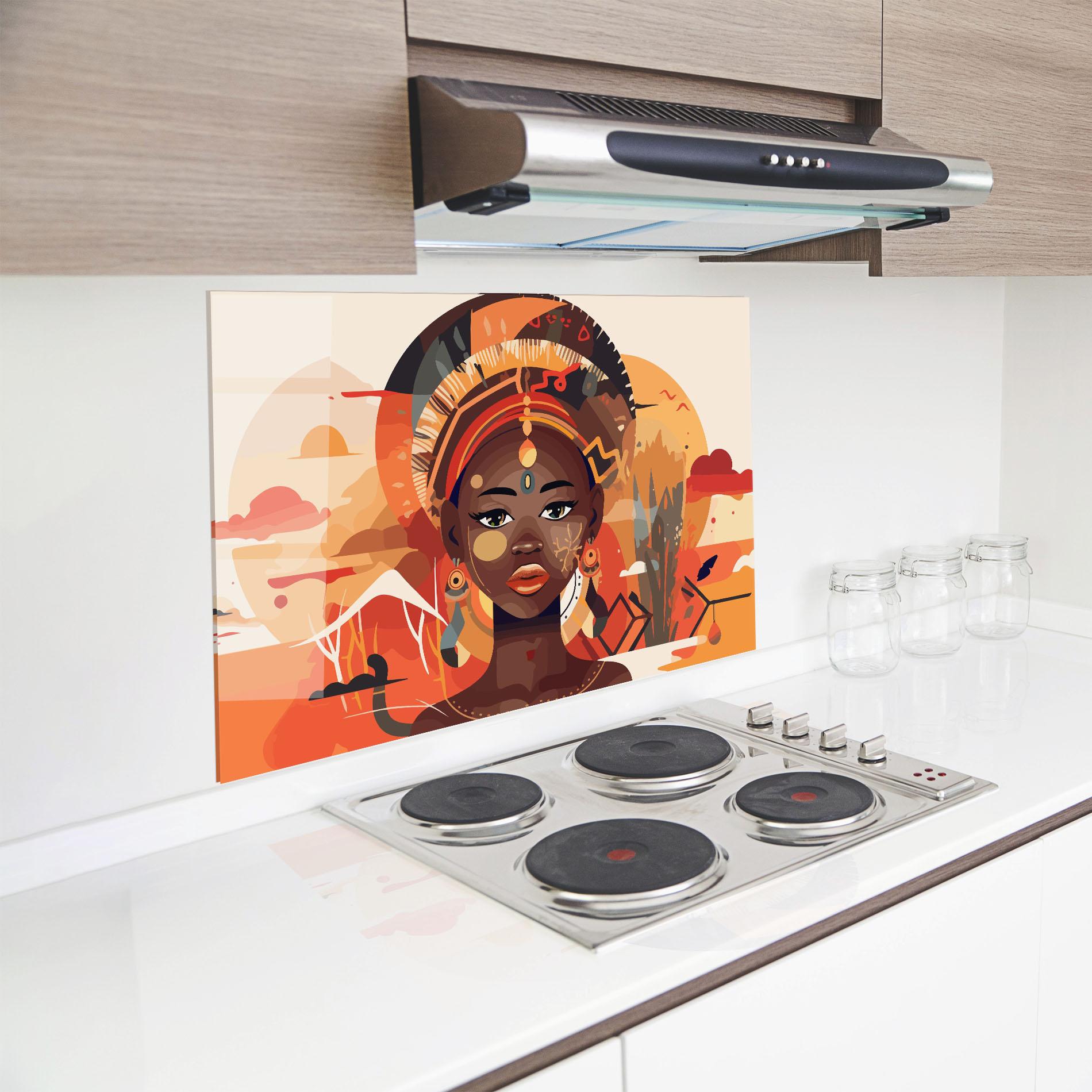 Panou Sticla Bucatarie African Child Art mockup 8