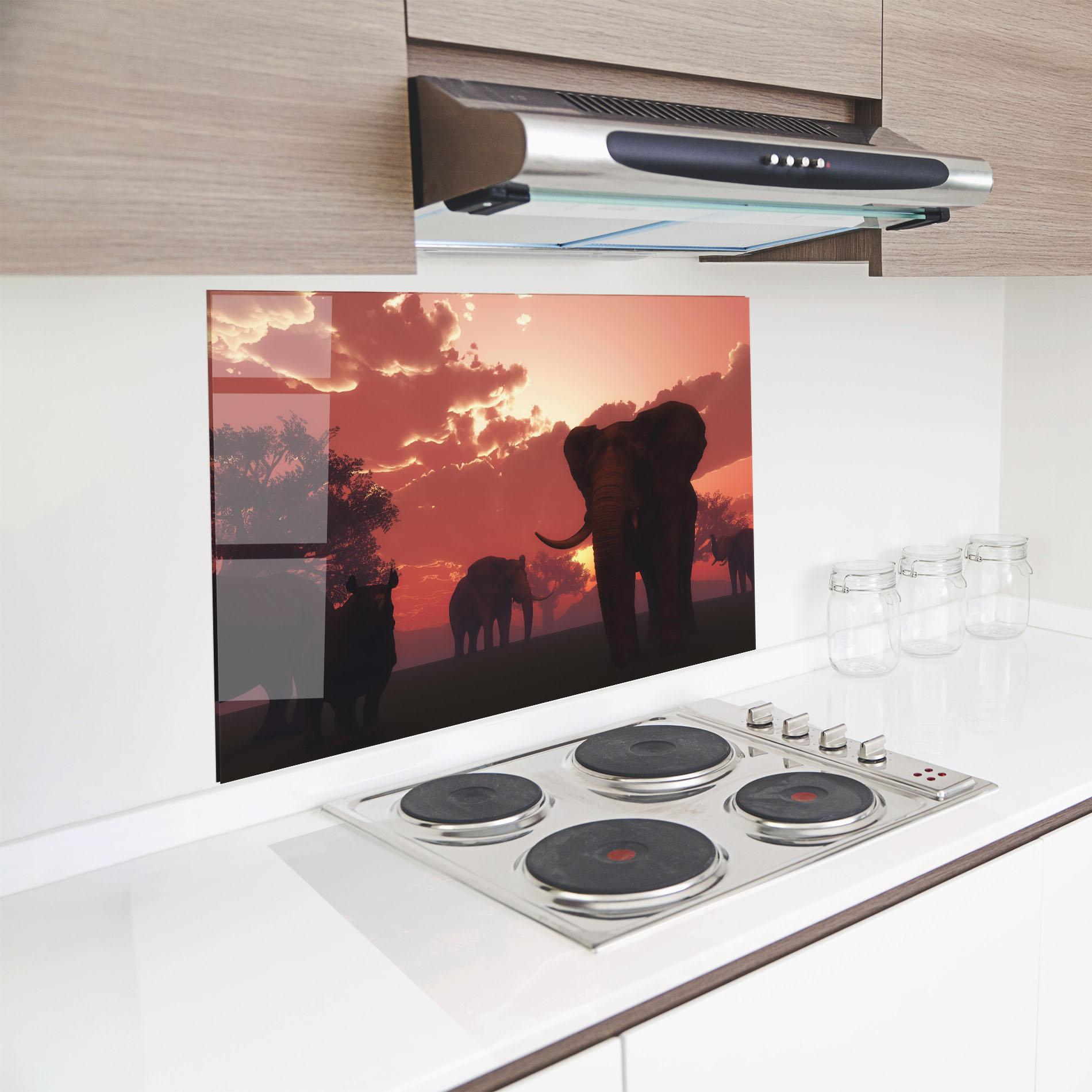 Panou Sticla Bucatarie African Elephant View mockup 8