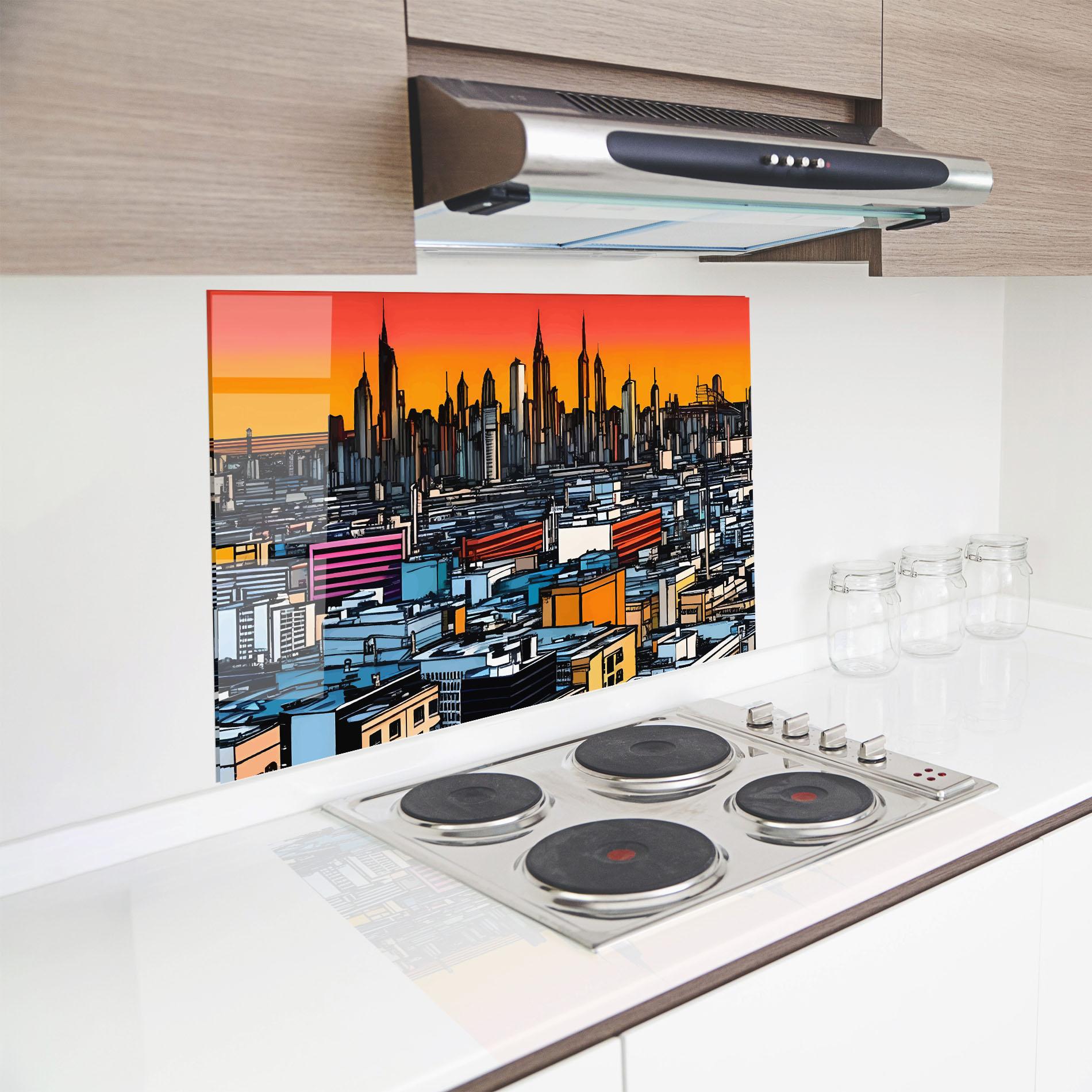 Panou Sticla Bucatarie African Skyline mockup 8