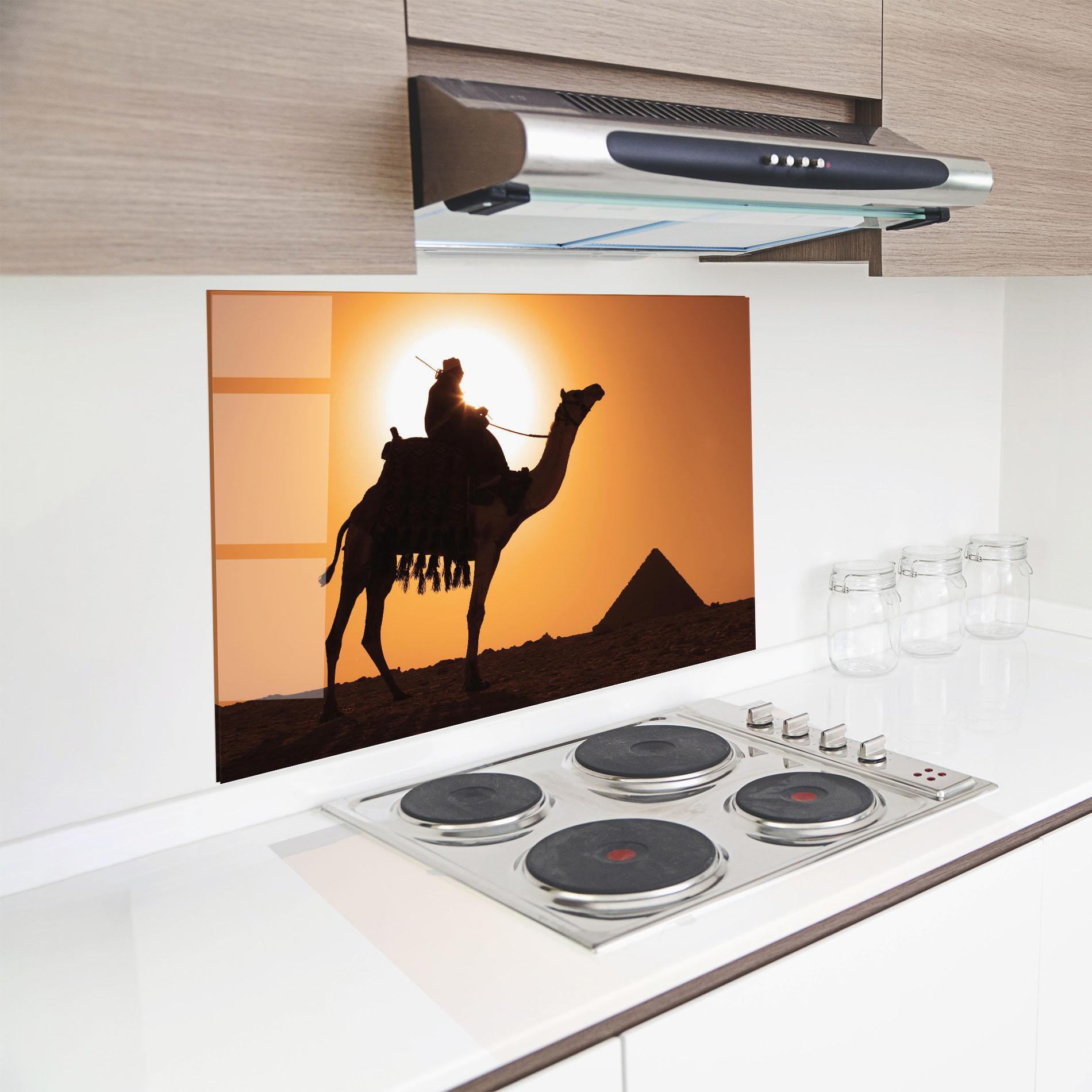 Panou Sticla Bucatarie Pyramids Sunset mockup 8