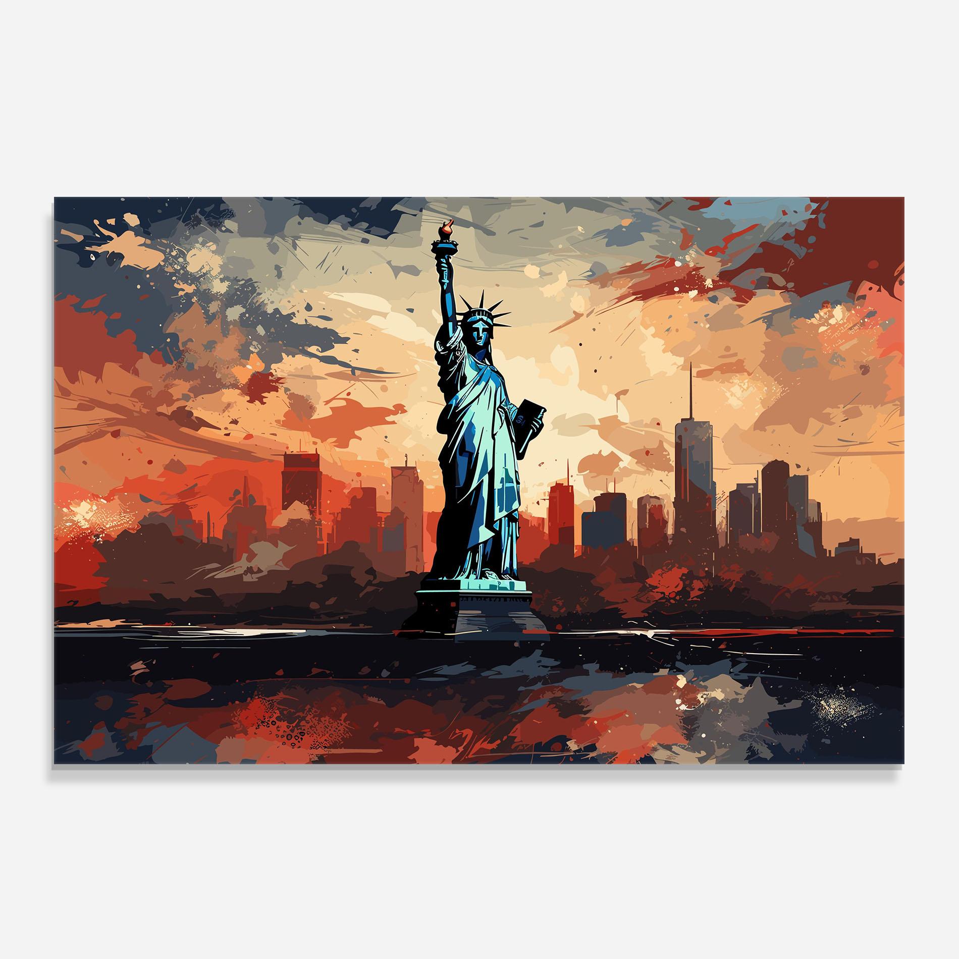 Panou Sticla Bucatarie United States Statue mockup 0