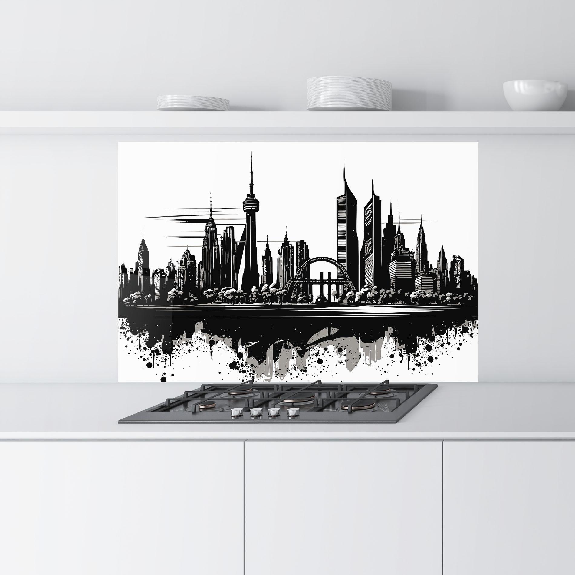 Panou Sticla Bucatarie Black Ink City mockup 9