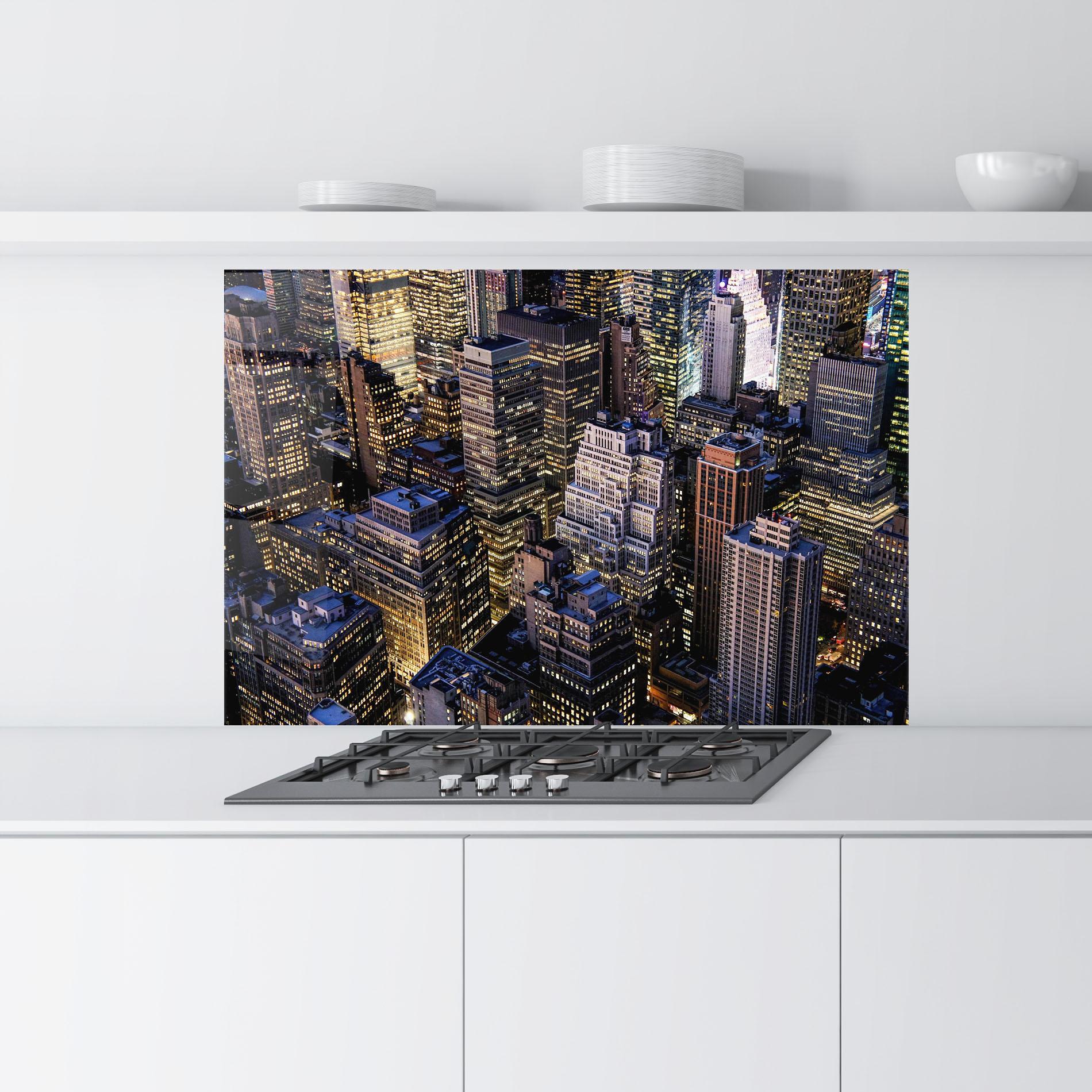 Panou Sticla Bucatarie Blue Gold Skylines mockup 9