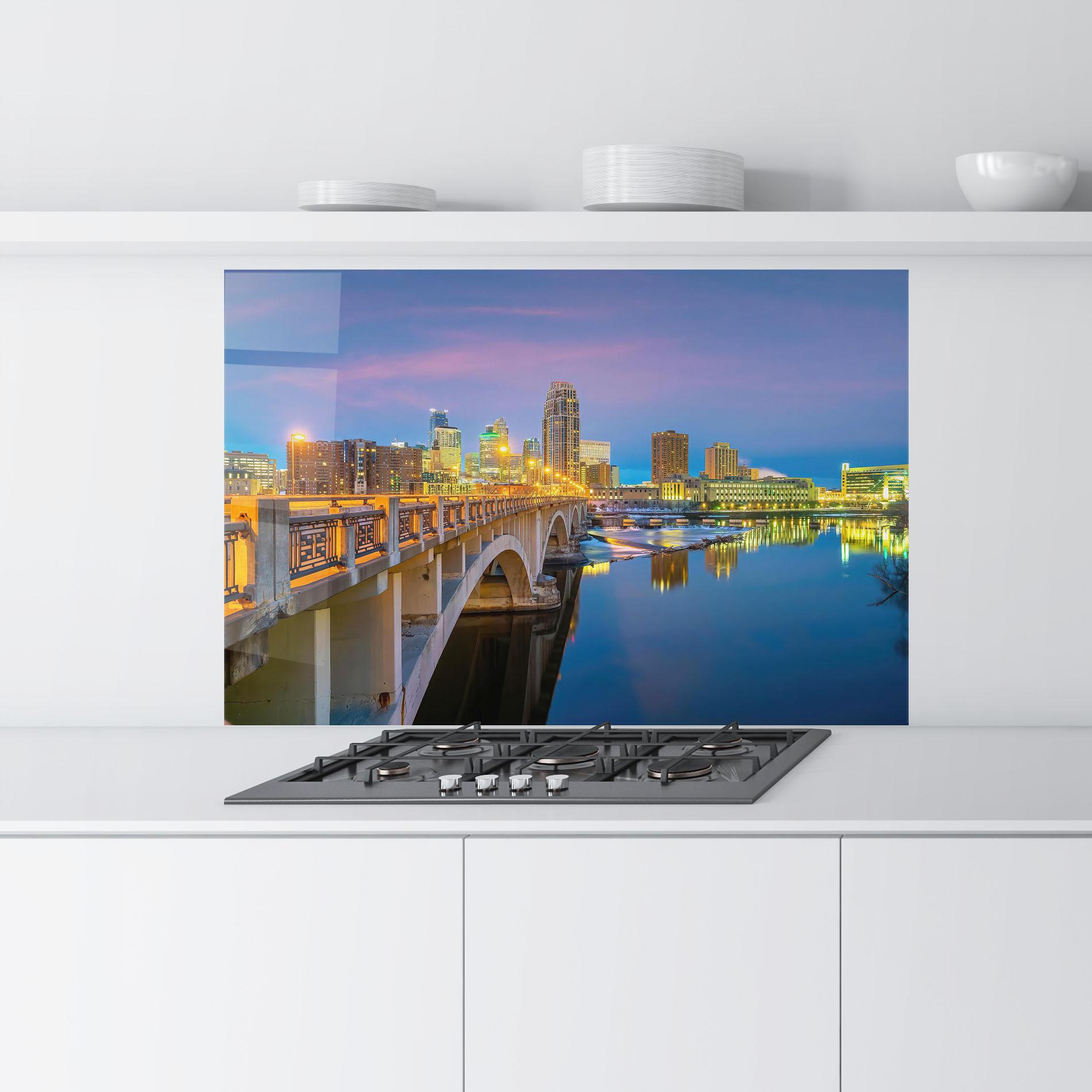 Panou Sticla Bucatarie Downtown City Skyline mockup 9