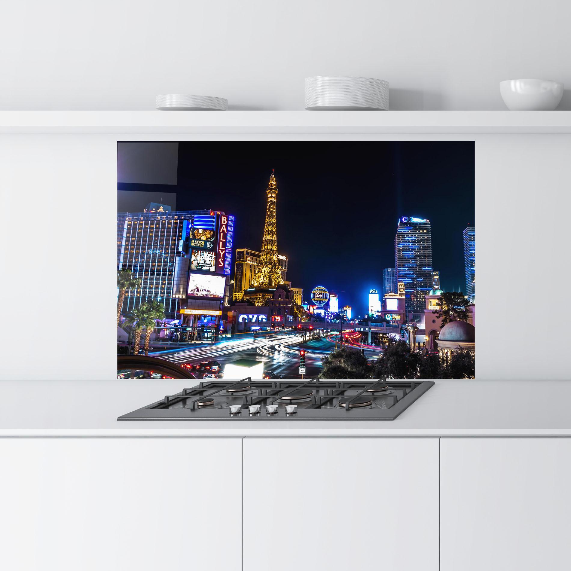 Panou Sticla Bucatarie Las Vegas Night mockup 9