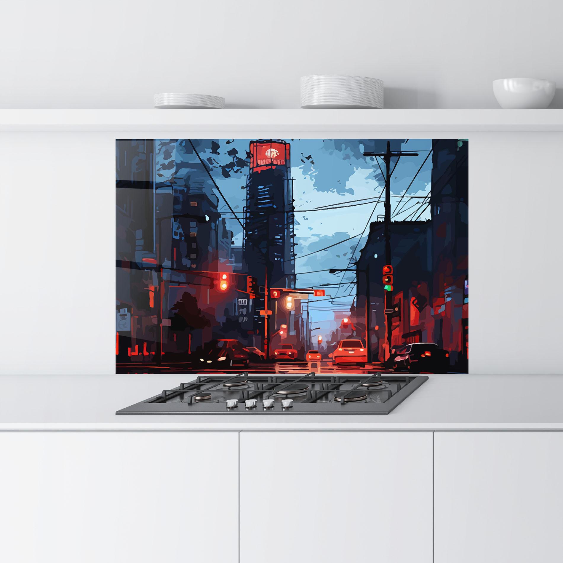 Panou Sticla Bucatarie Red City Light mockup 9