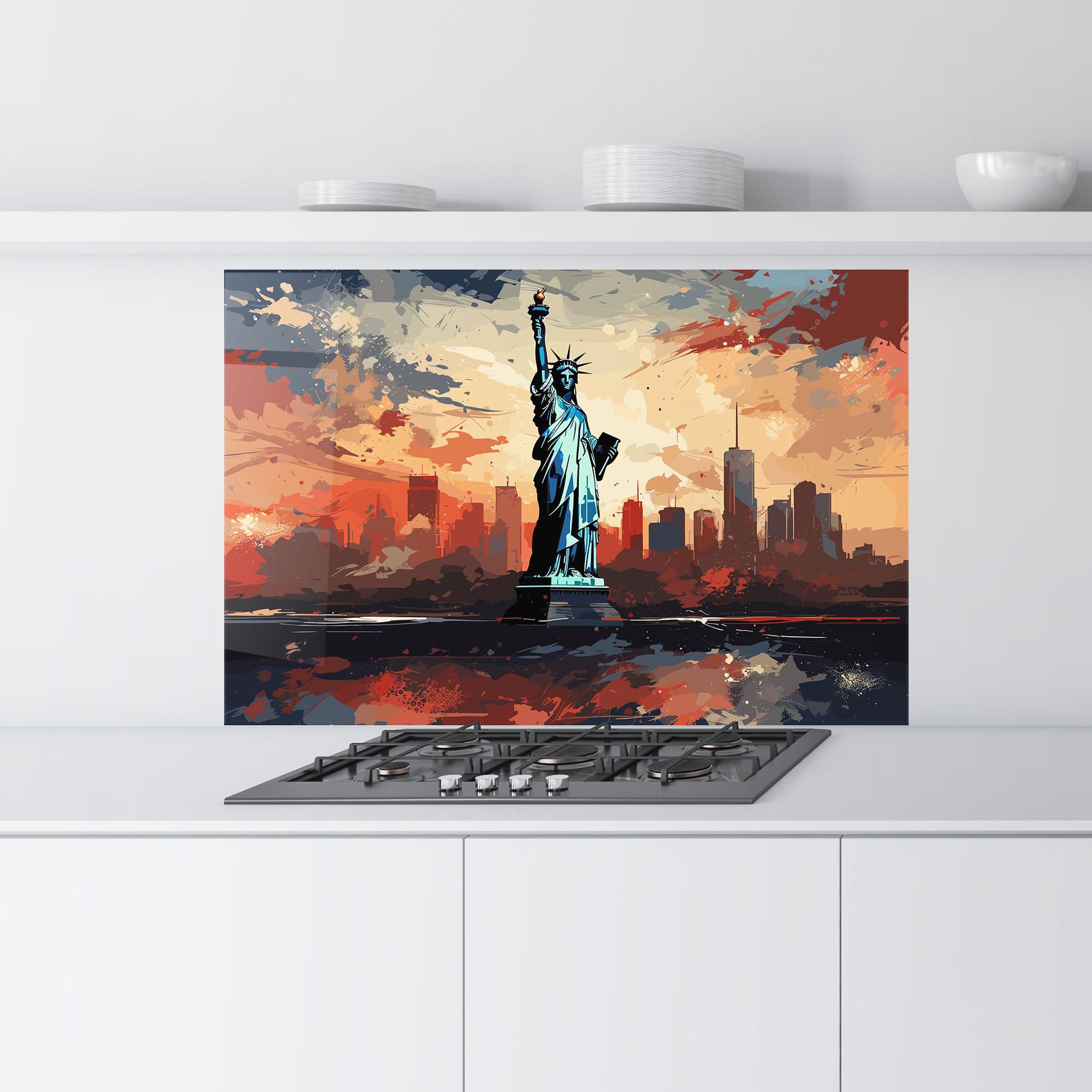 Panou Sticla Bucatarie United States Statue mockup 9