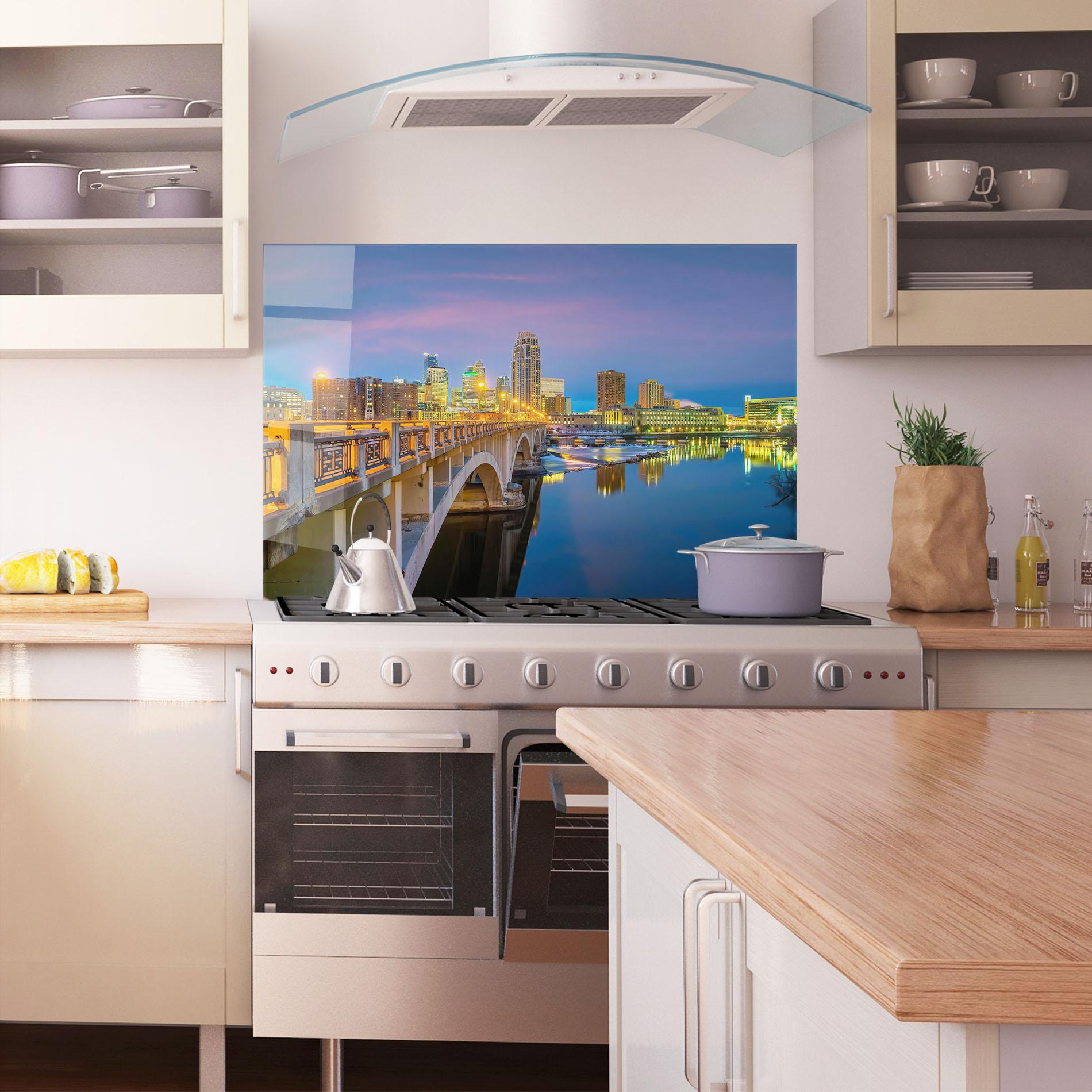 Panou Sticla Bucatarie Downtown City Skyline mockup 1