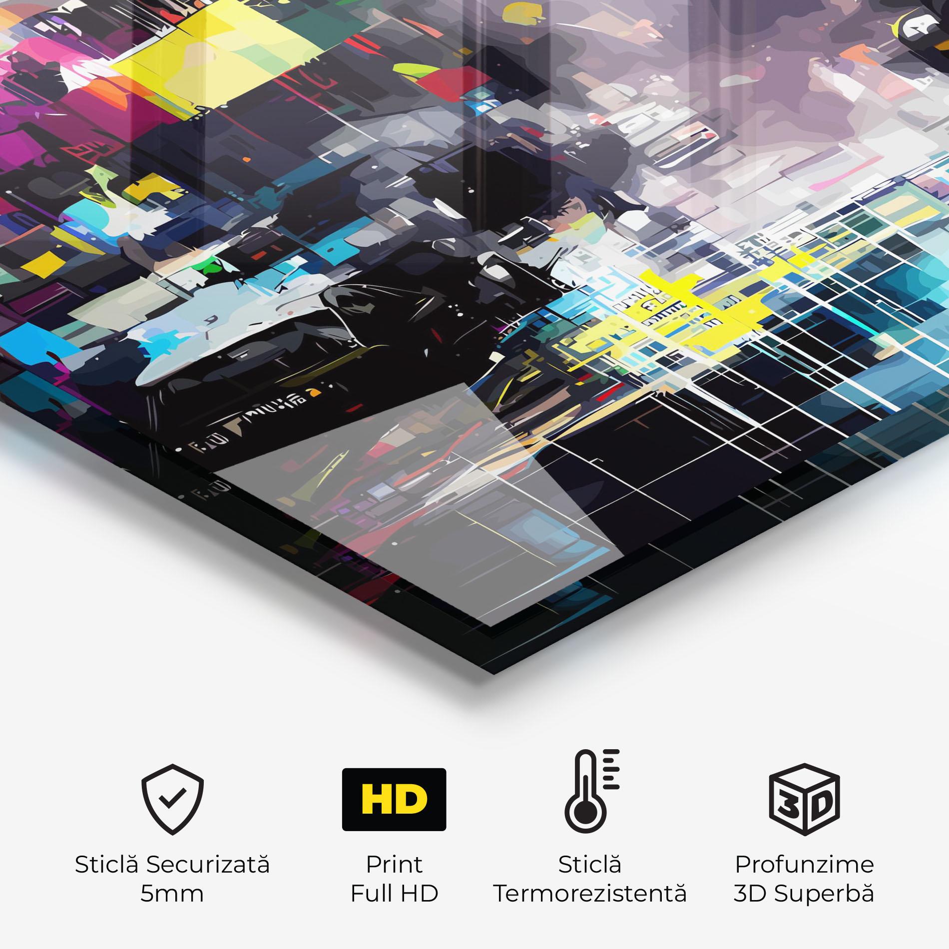 Panou Sticla Bucatarie Grunge City Street mockup 2