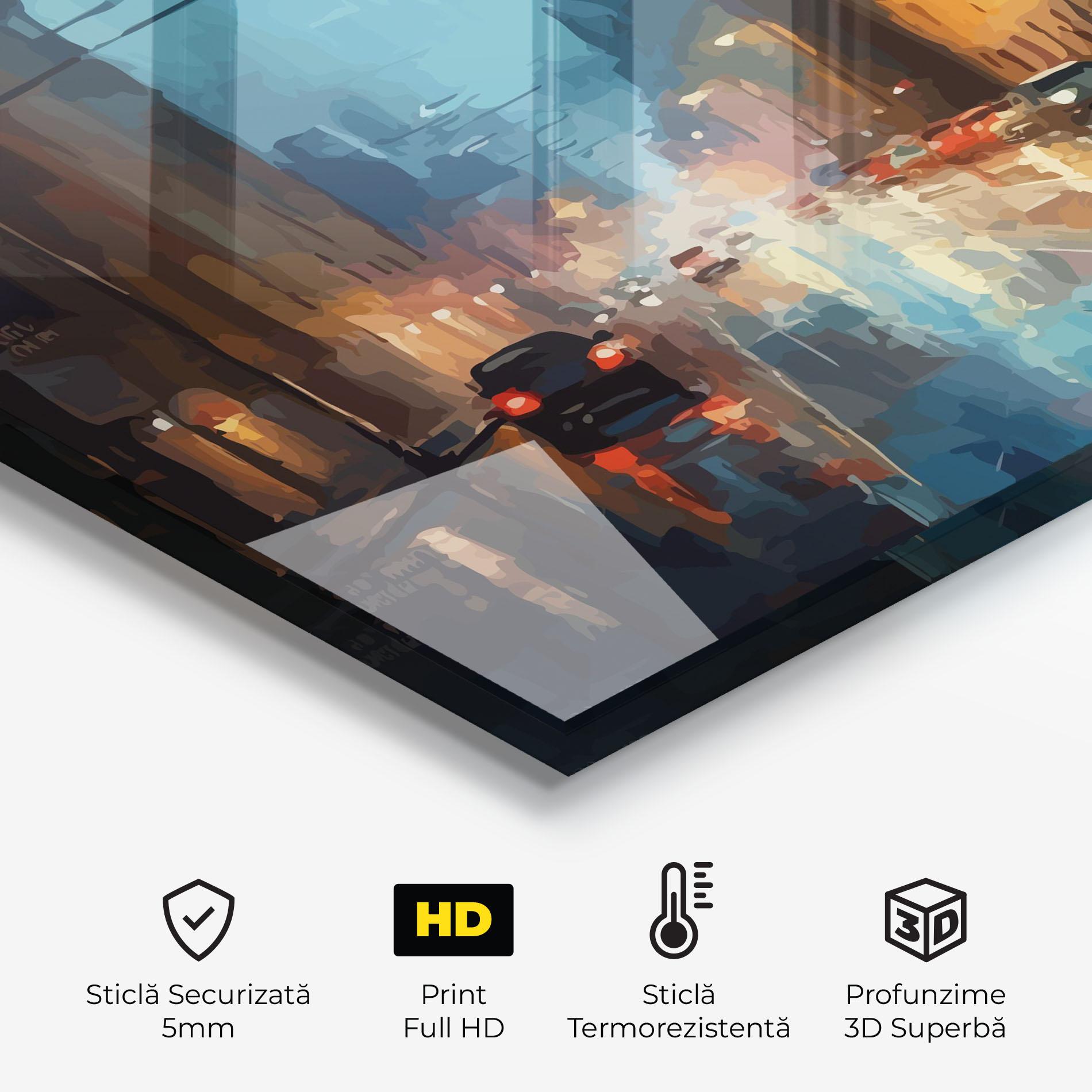 Panou Sticla Bucatarie Red Car City Night mockup 2