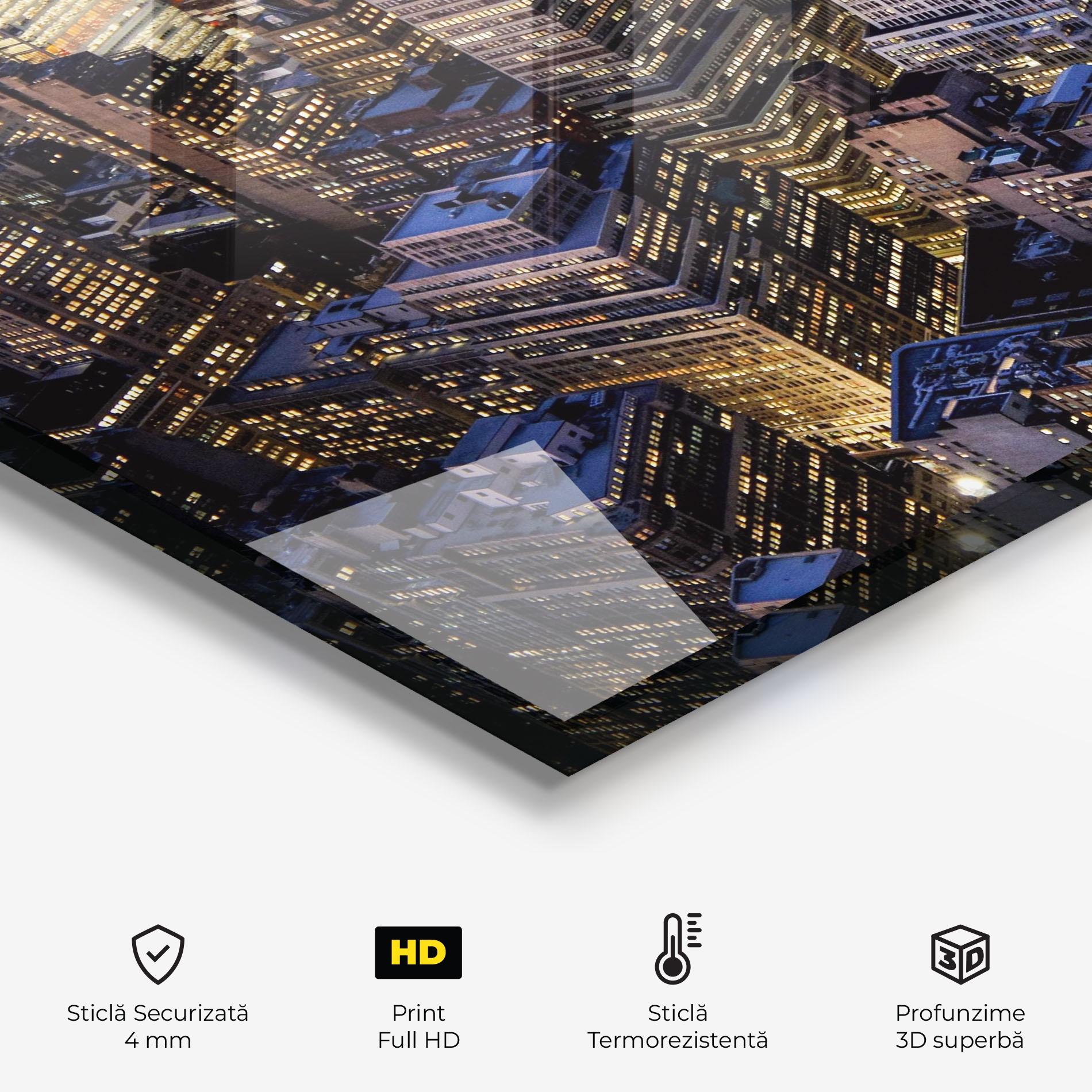 Panou Sticla Bucatarie Blue Gold Skylines mockup 2