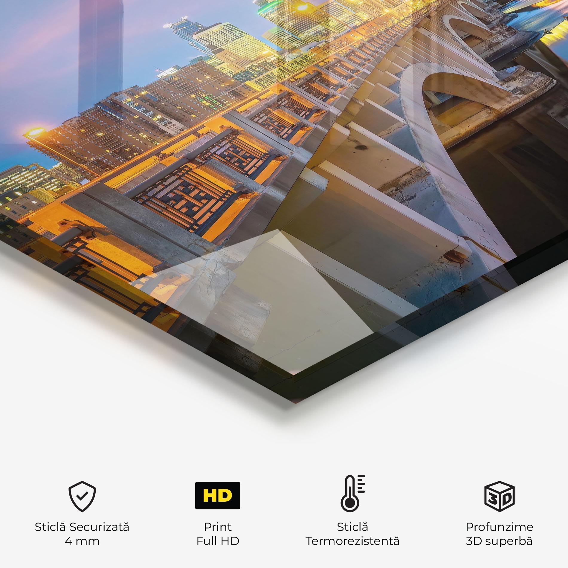 Panou Sticla Bucatarie Downtown City Skyline mockup 2