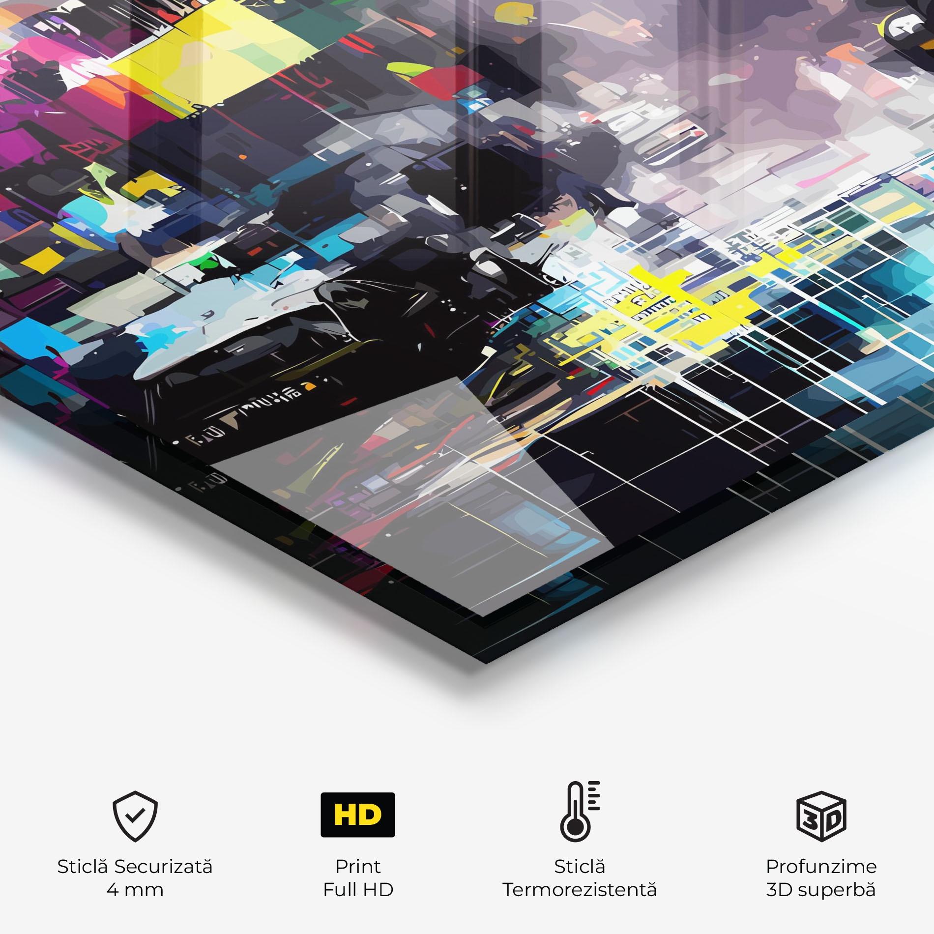 Panou Sticla Bucatarie Grunge City Street mockup 2