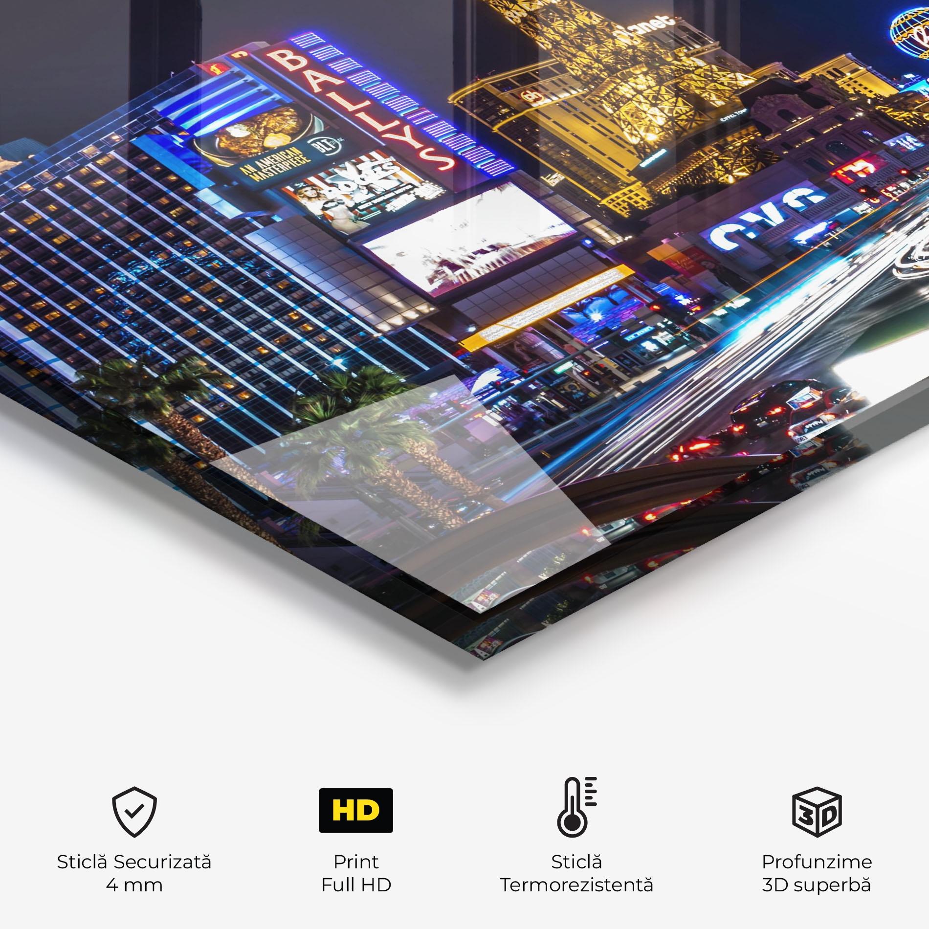 Panou Sticla Bucatarie Las Vegas Night mockup 2