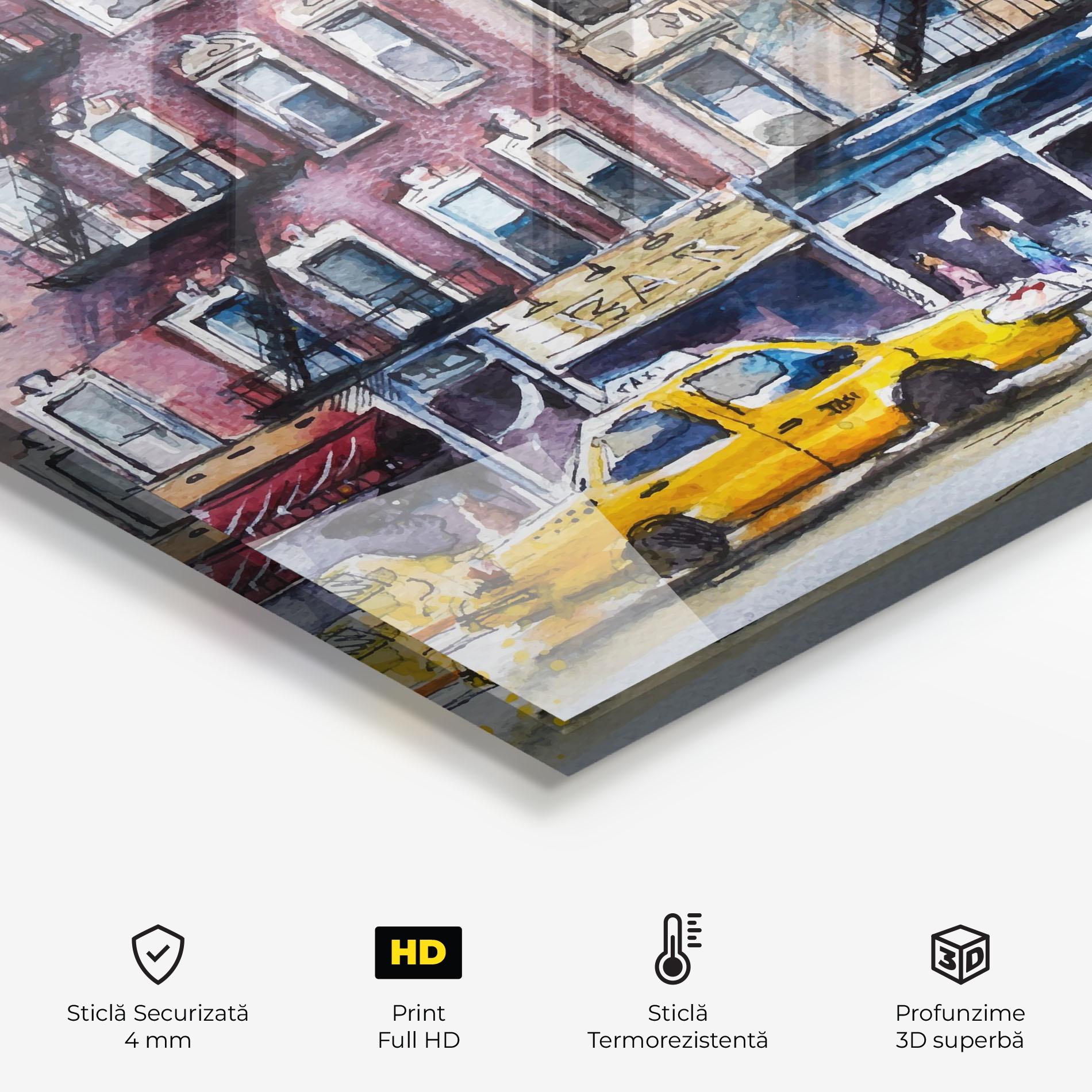 Panou Sticla Bucatarie Newyork Taxi mockup 2