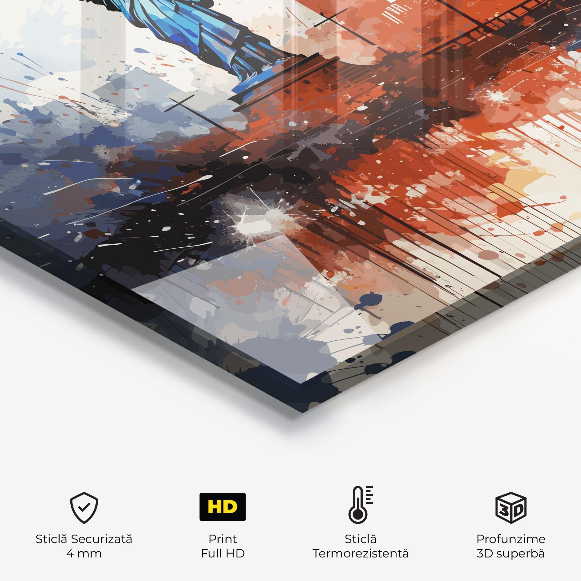 Panou Sticla Bucatarie Red Blue Liberty Statue mockup 2