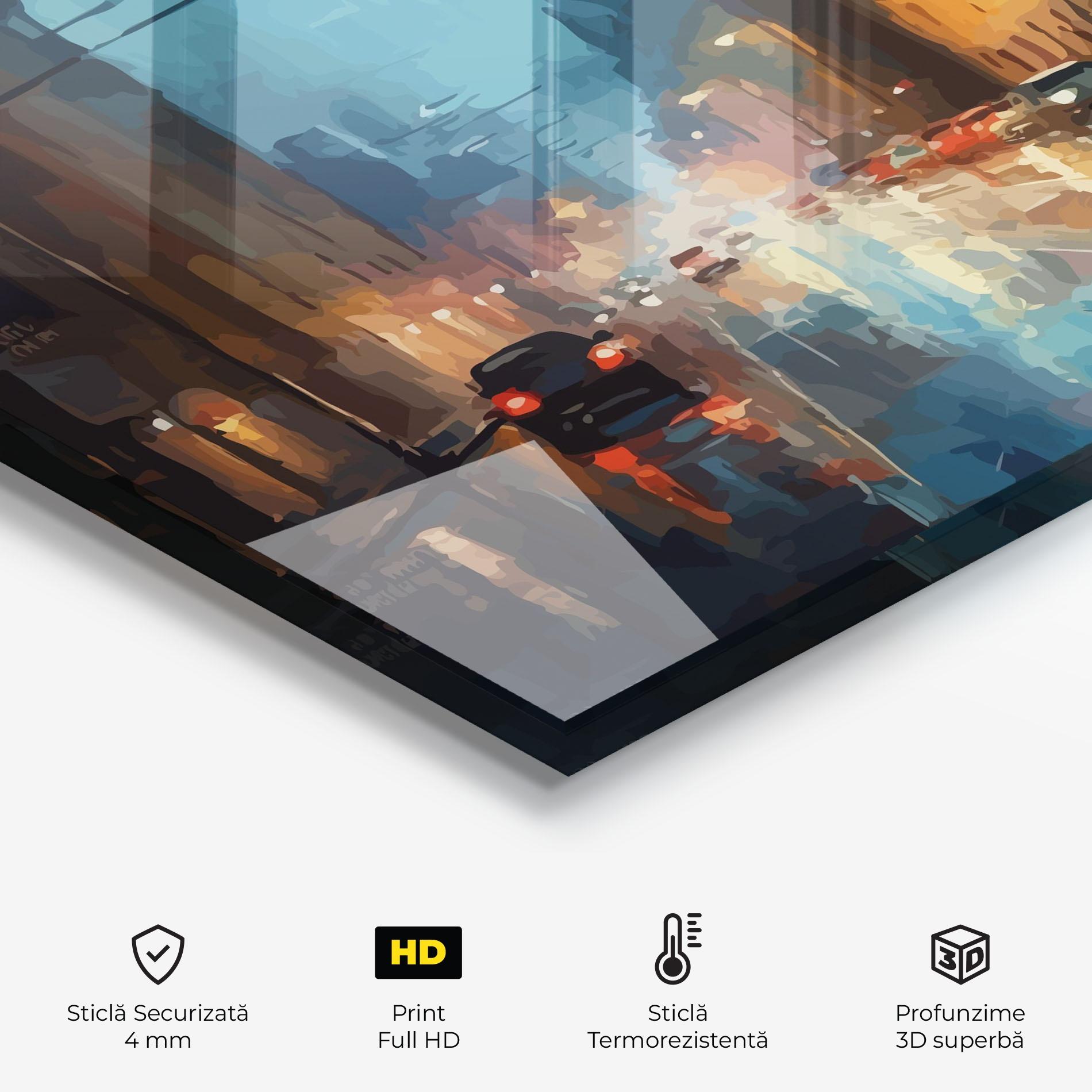 Panou Sticla Bucatarie Red Car City Night mockup 2