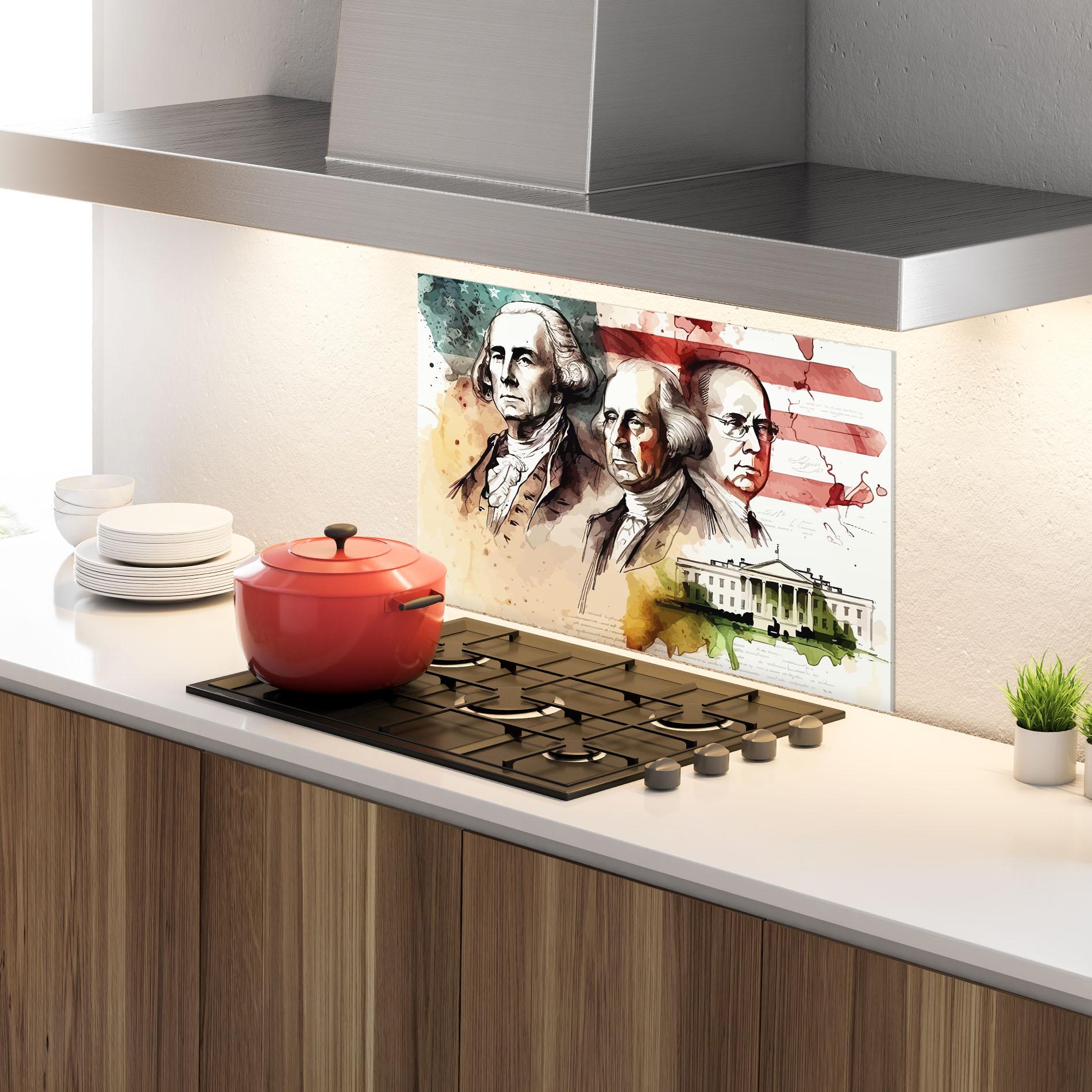 Panou Sticla Bucatarie American Art Flag mockup 4