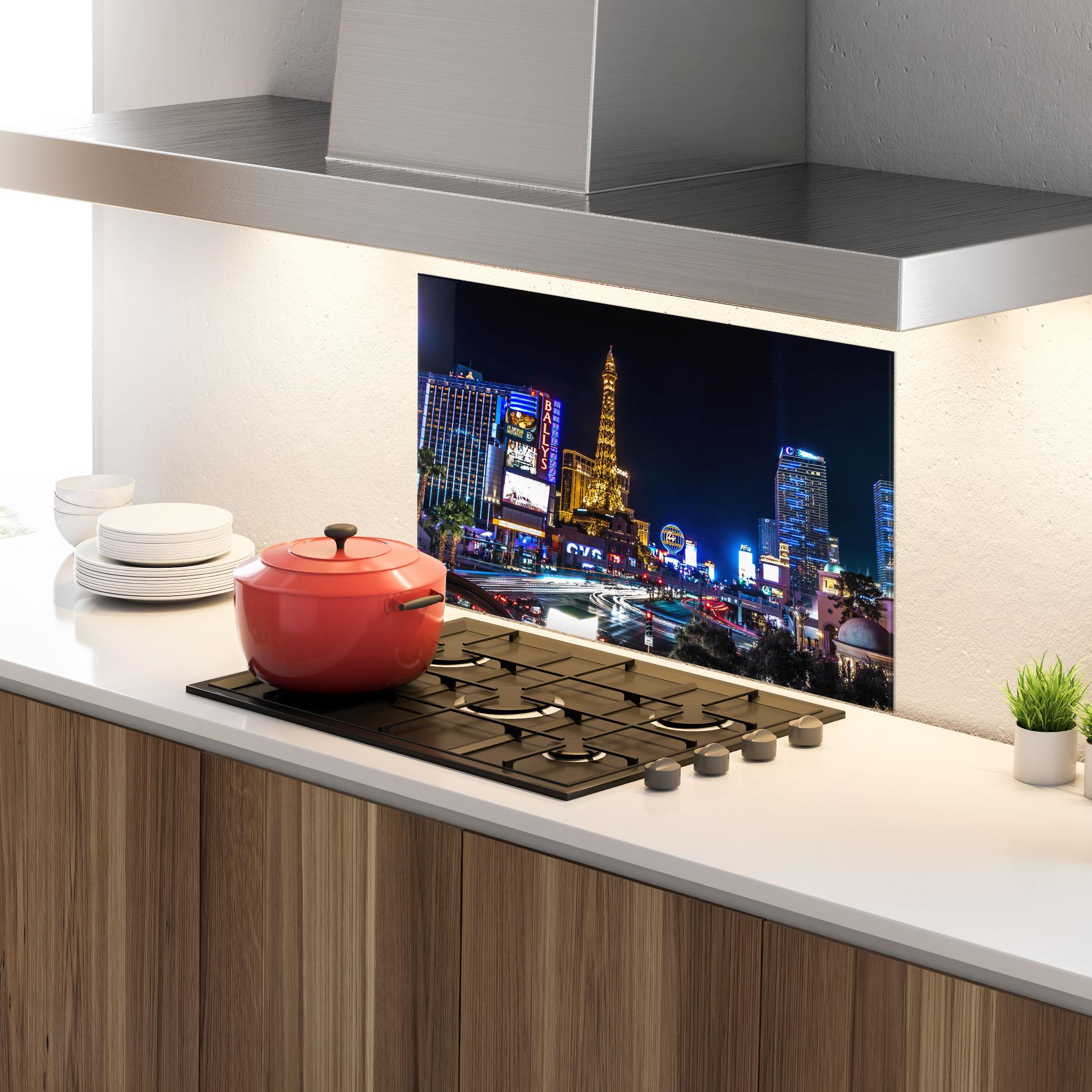 Panou Sticla Bucatarie Las Vegas Night mockup 4