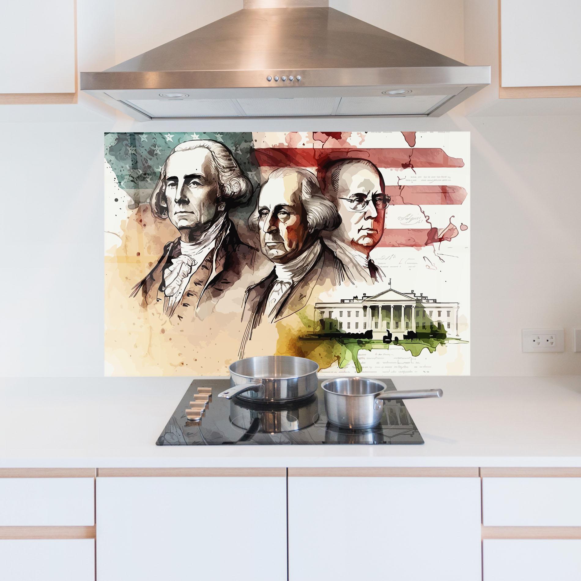 Panou Sticla Bucatarie American Art Flag mockup 5