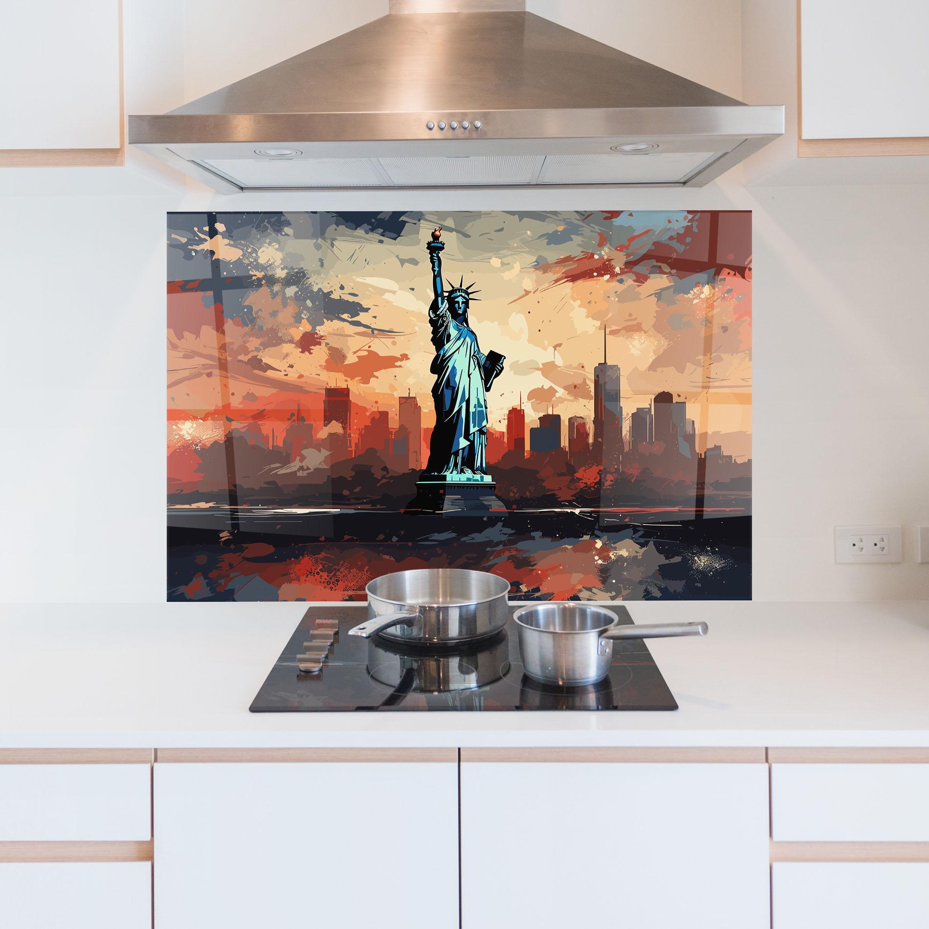 Panou Sticla Bucatarie United States Statue mockup 5