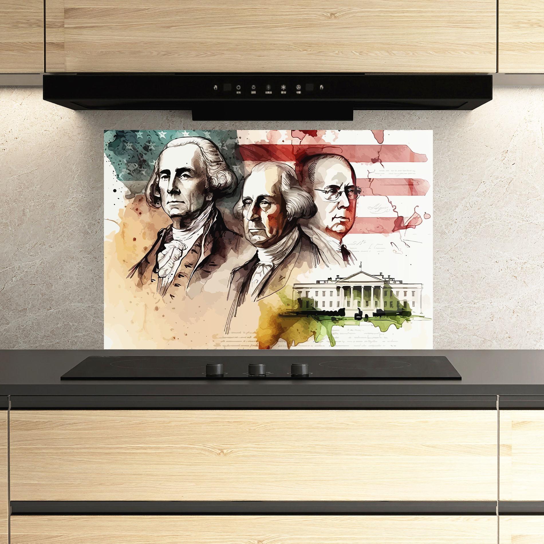 Panou Sticla Bucatarie American Art Flag mockup 3