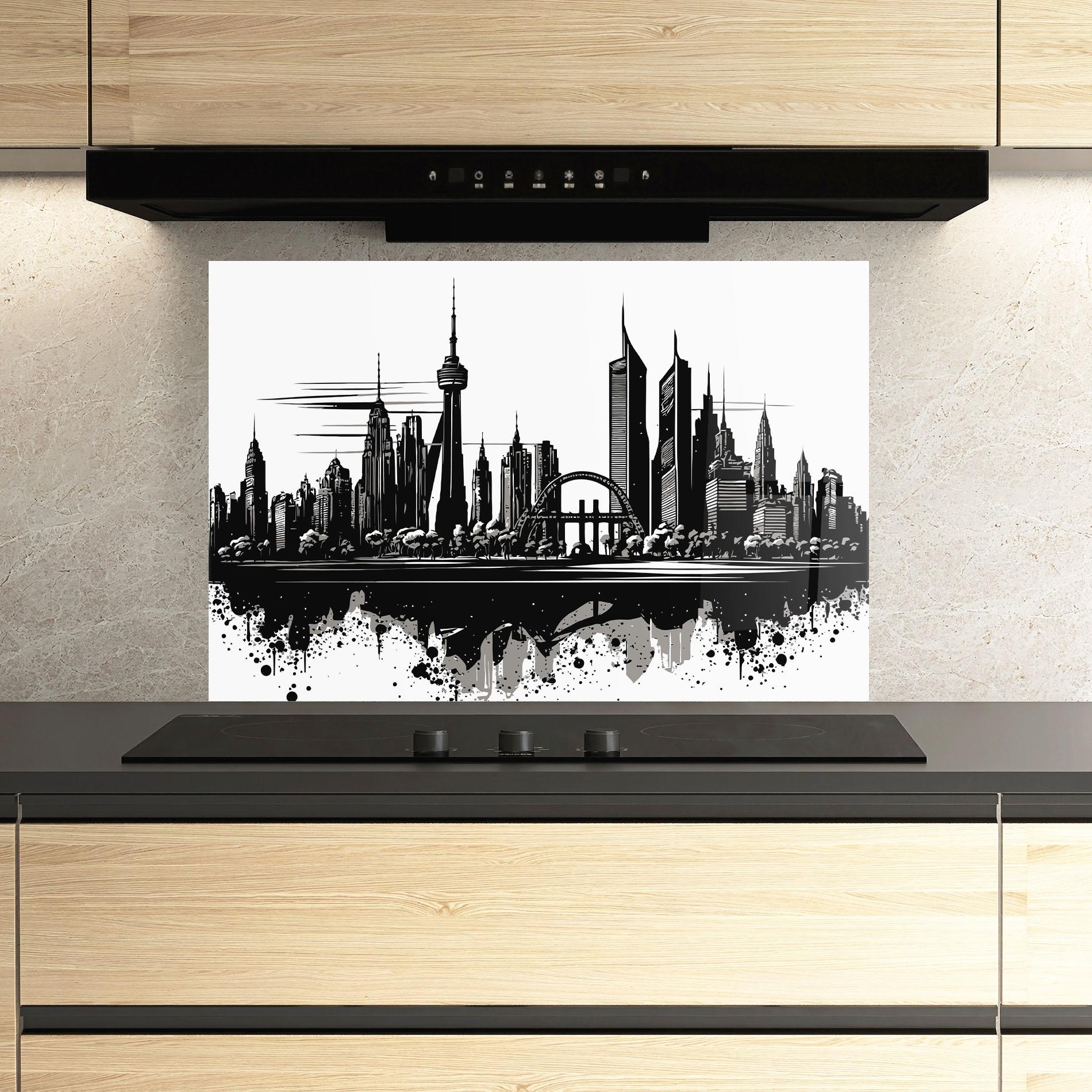 Panou Sticla Bucatarie Black Ink City mockup 3