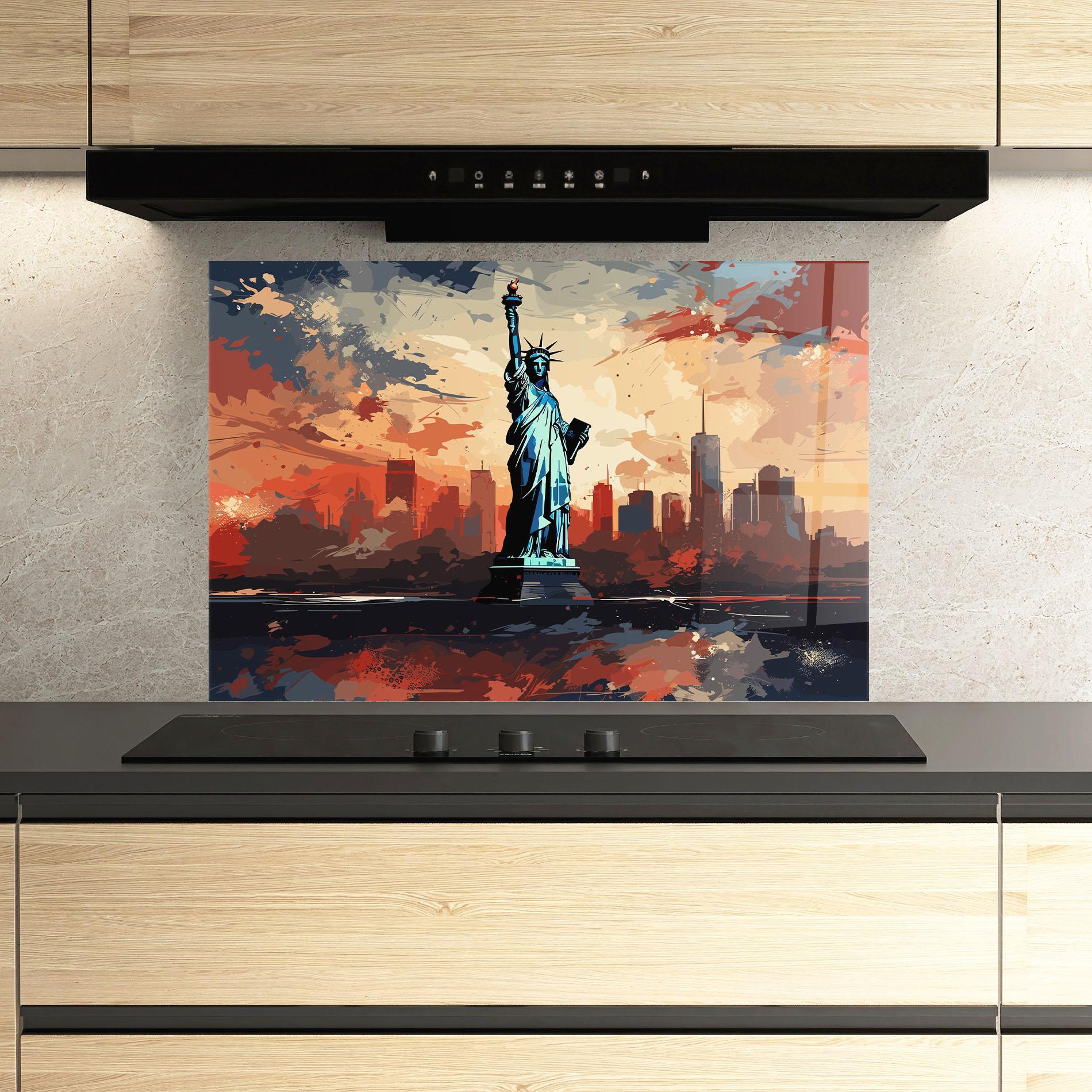 Panou Sticla Bucatarie United States Statue mockup 3