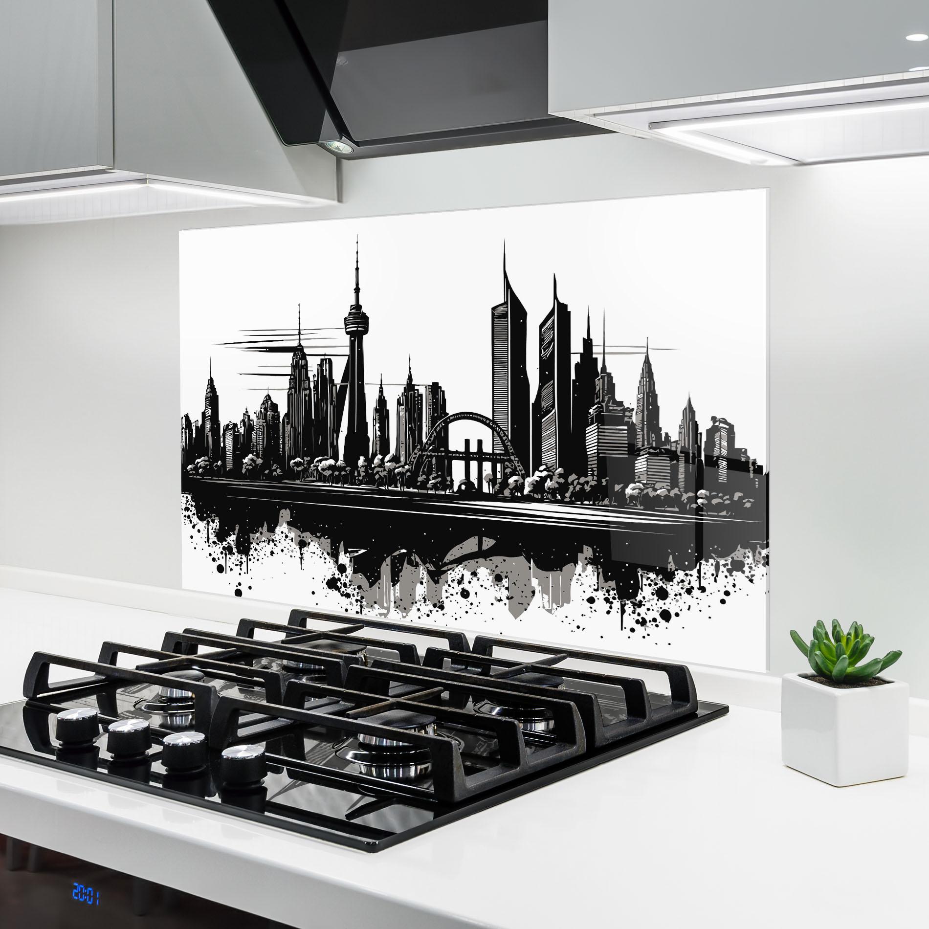 Panou Sticla Bucatarie Black Ink City mockup 6