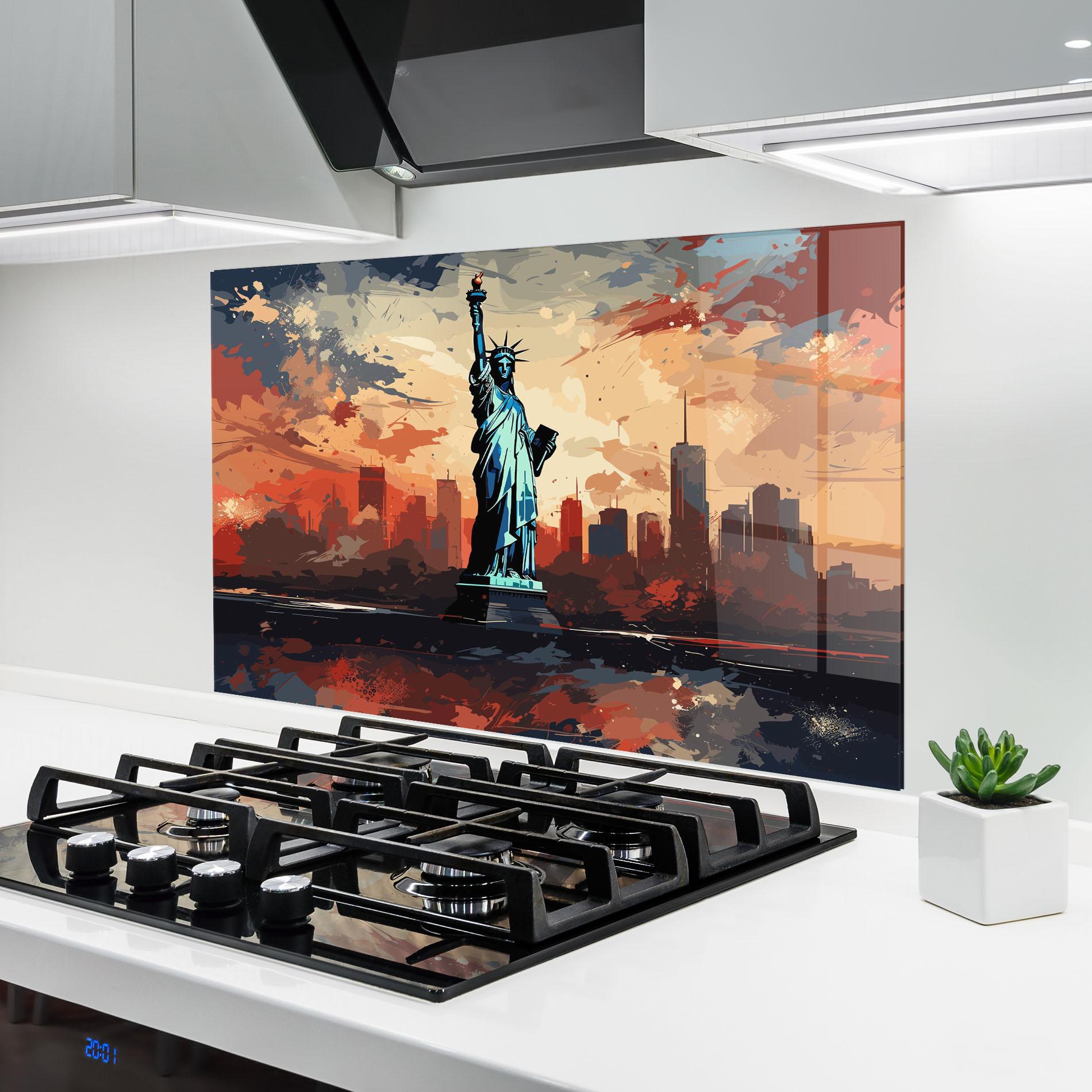 Panou Sticla Bucatarie United States Statue mockup 6