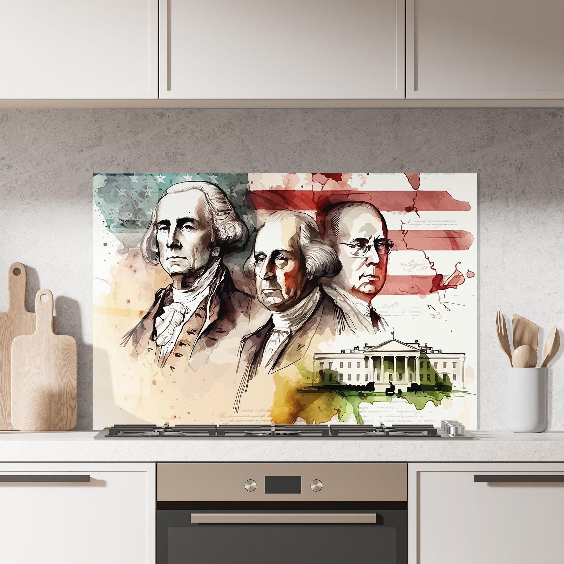 Panou Sticla Bucatarie American Art Flag mockup 7