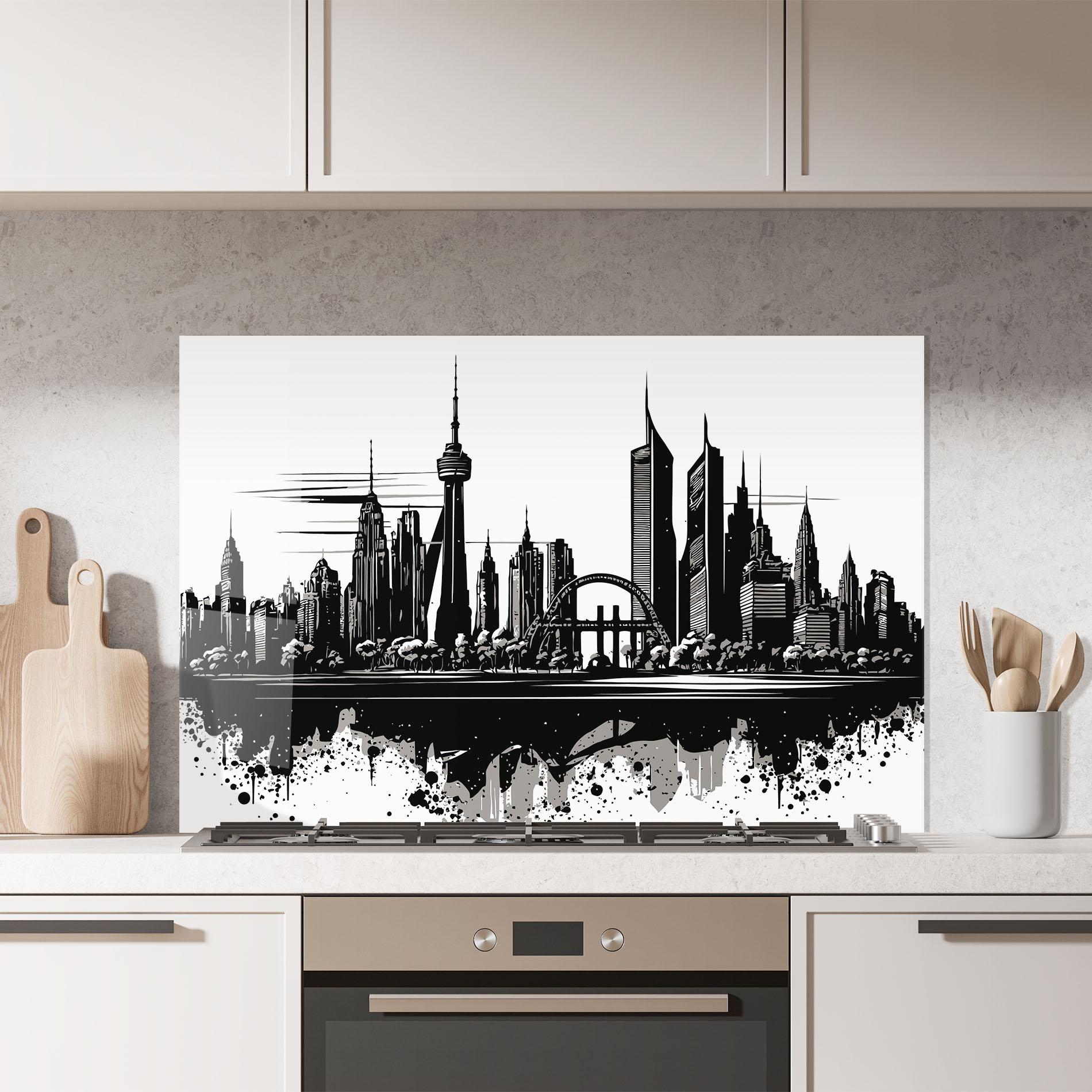 Panou Sticla Bucatarie Black Ink City mockup 7
