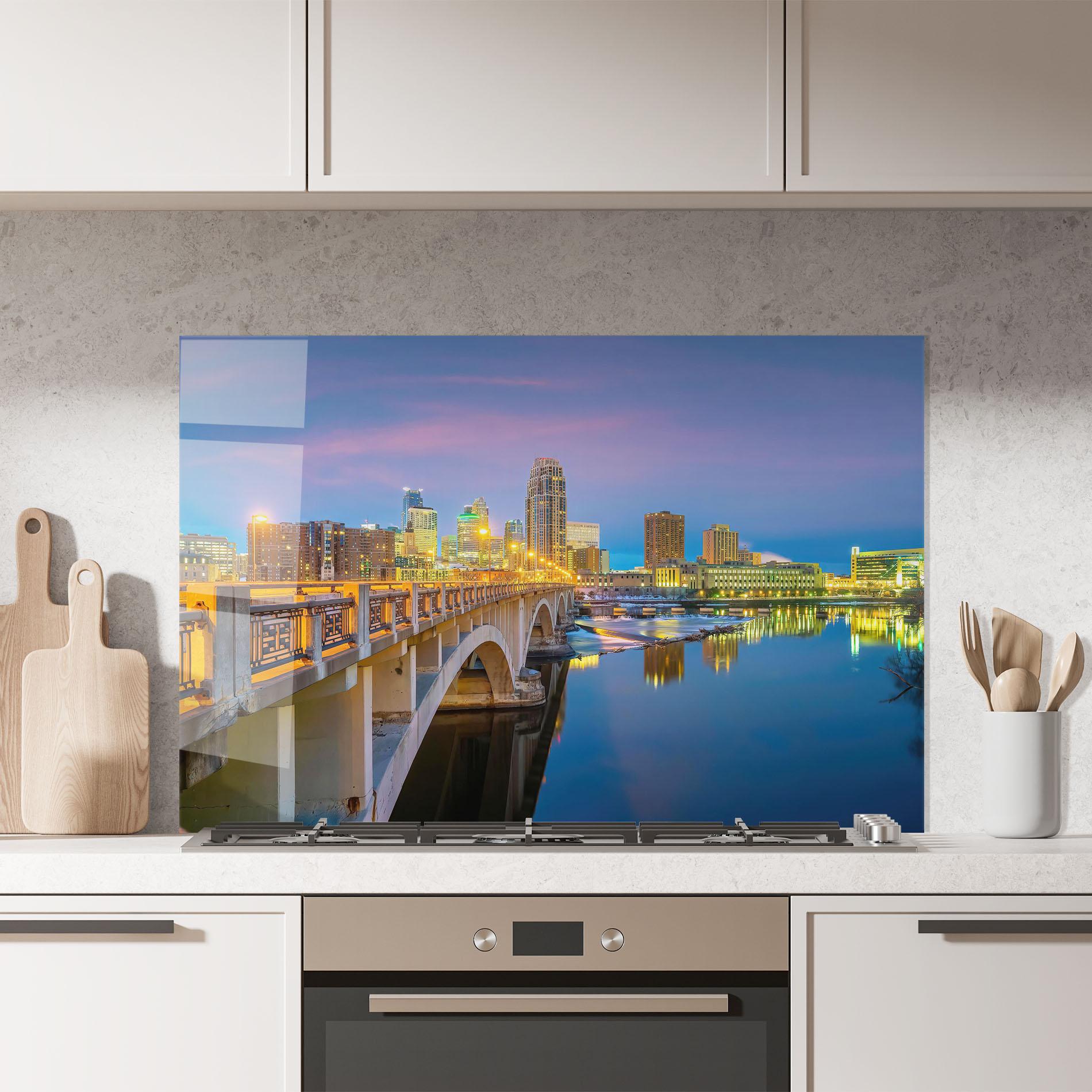 Panou Sticla Bucatarie Downtown City Skyline mockup 7