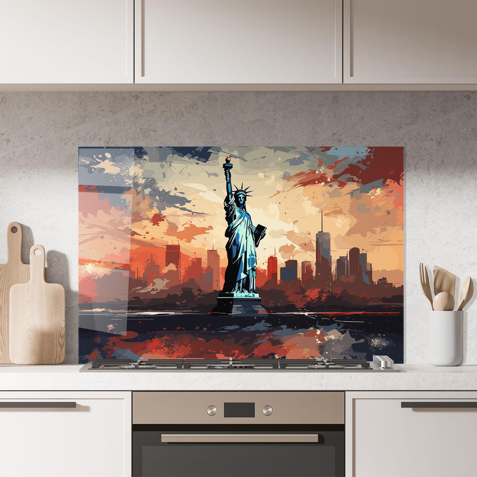 Panou Sticla Bucatarie United States Statue mockup 7